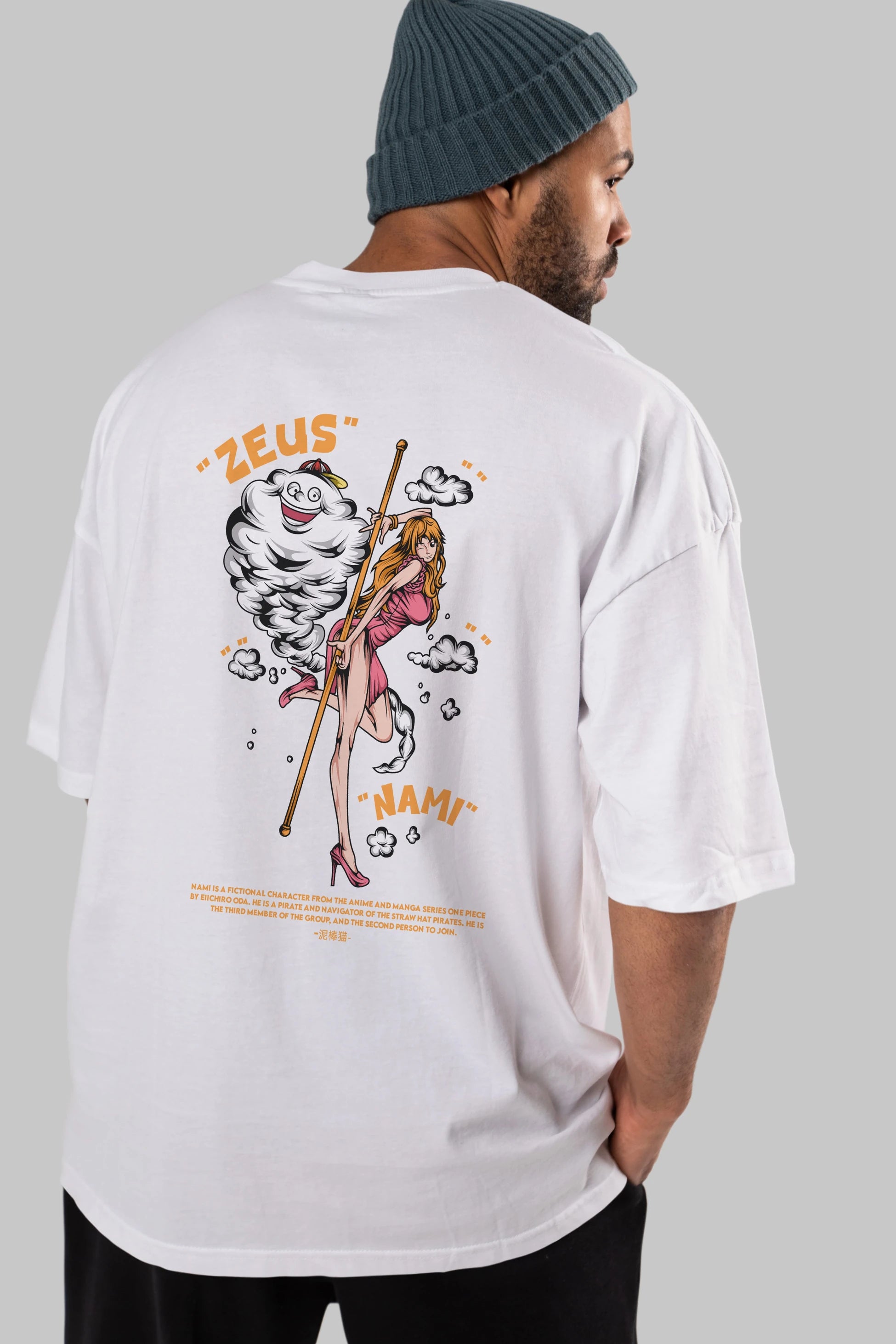 Zeus Nami Anime Arka Baskılı Oversize t-shirt Erkek Kadın Unisex