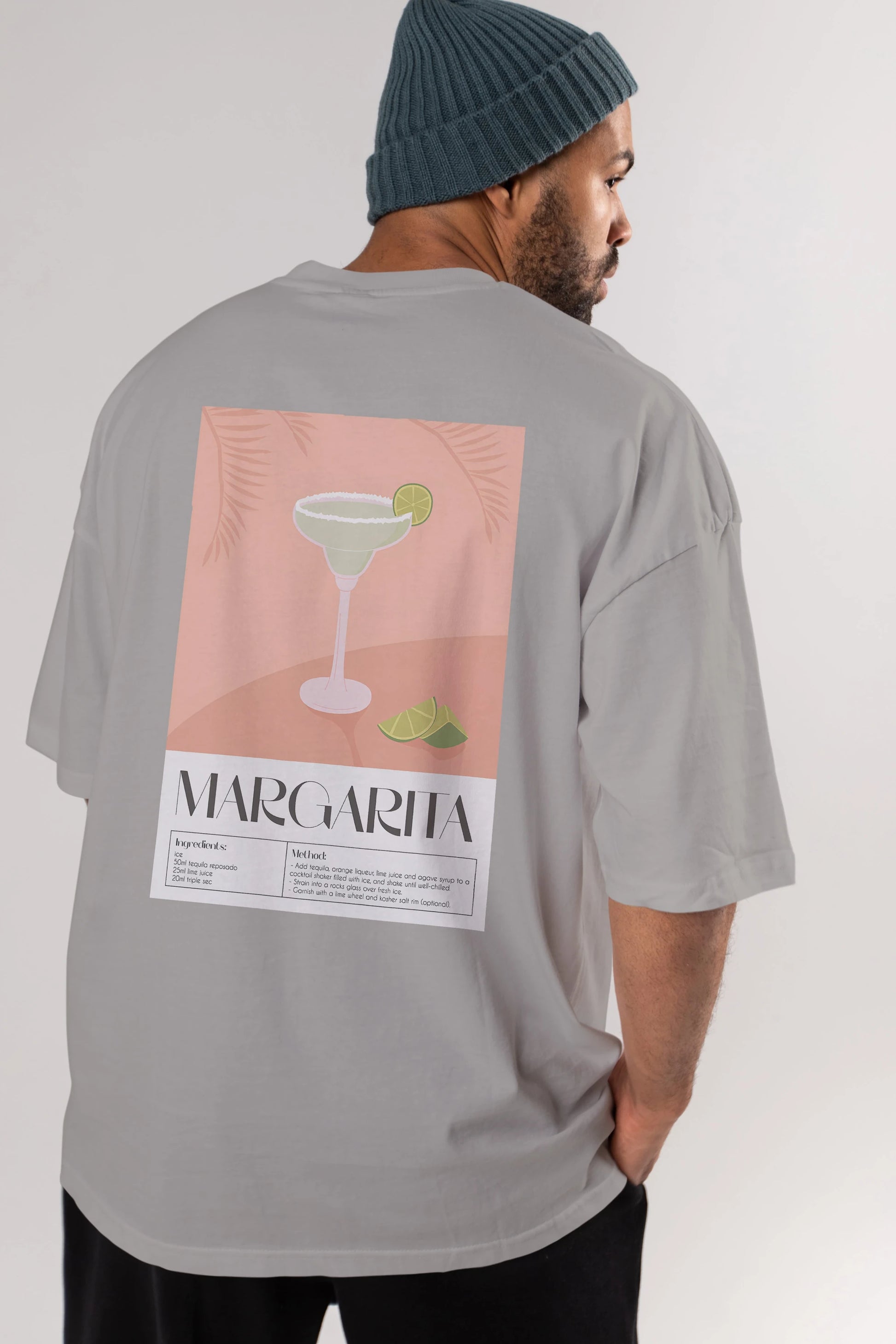 Margarita 5 Arka Baskılı Oversize t-shirt Erkek Kadın Unisex %100 Pamuk Bisiklet Yaka tişort