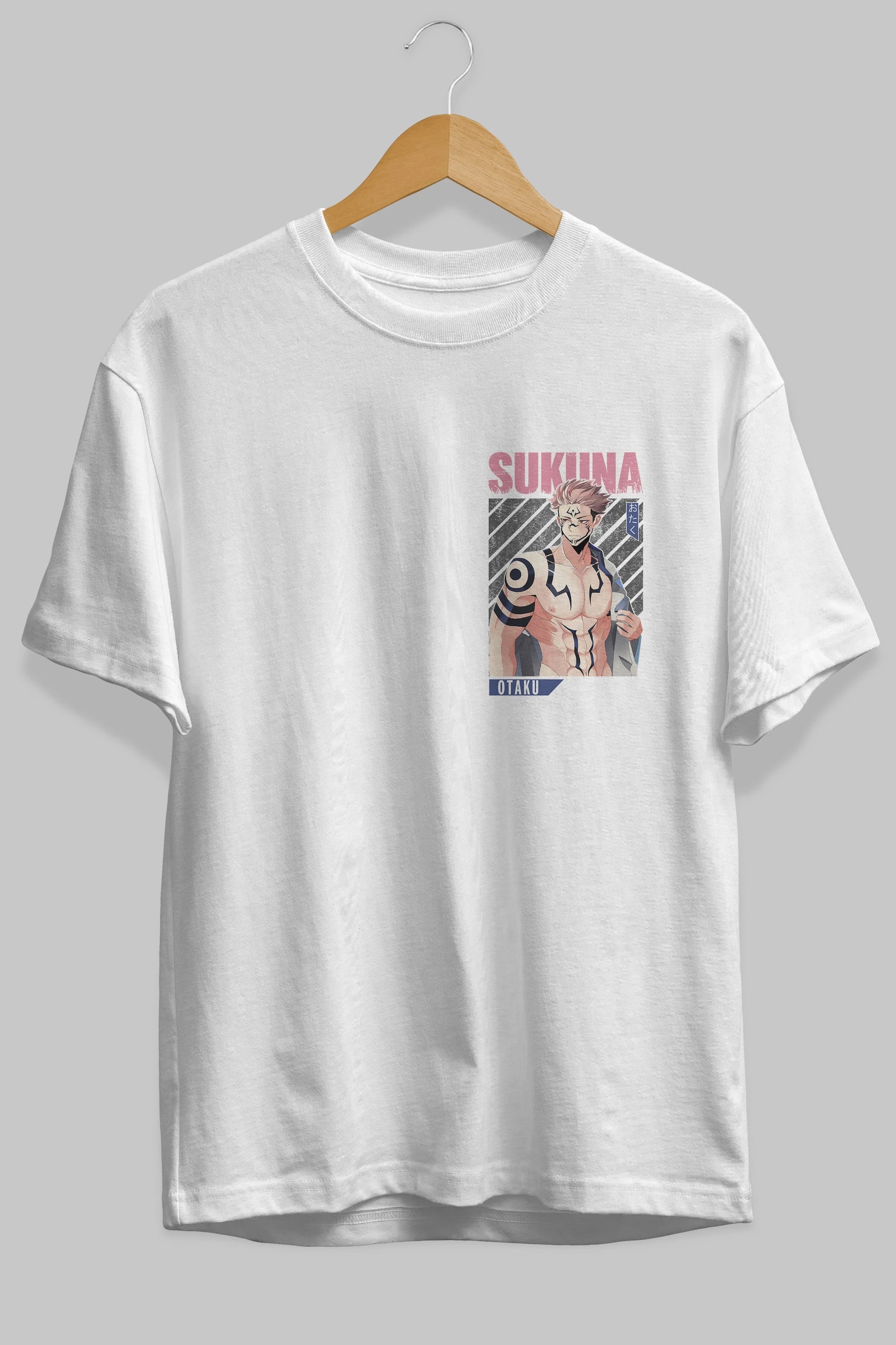 Sukuna Ryoumen 1 Ön Sol Baskılı Oversize t-shirt Erkek Kadın Unisex %100 Pamuk Bisiklet Yaka tişort