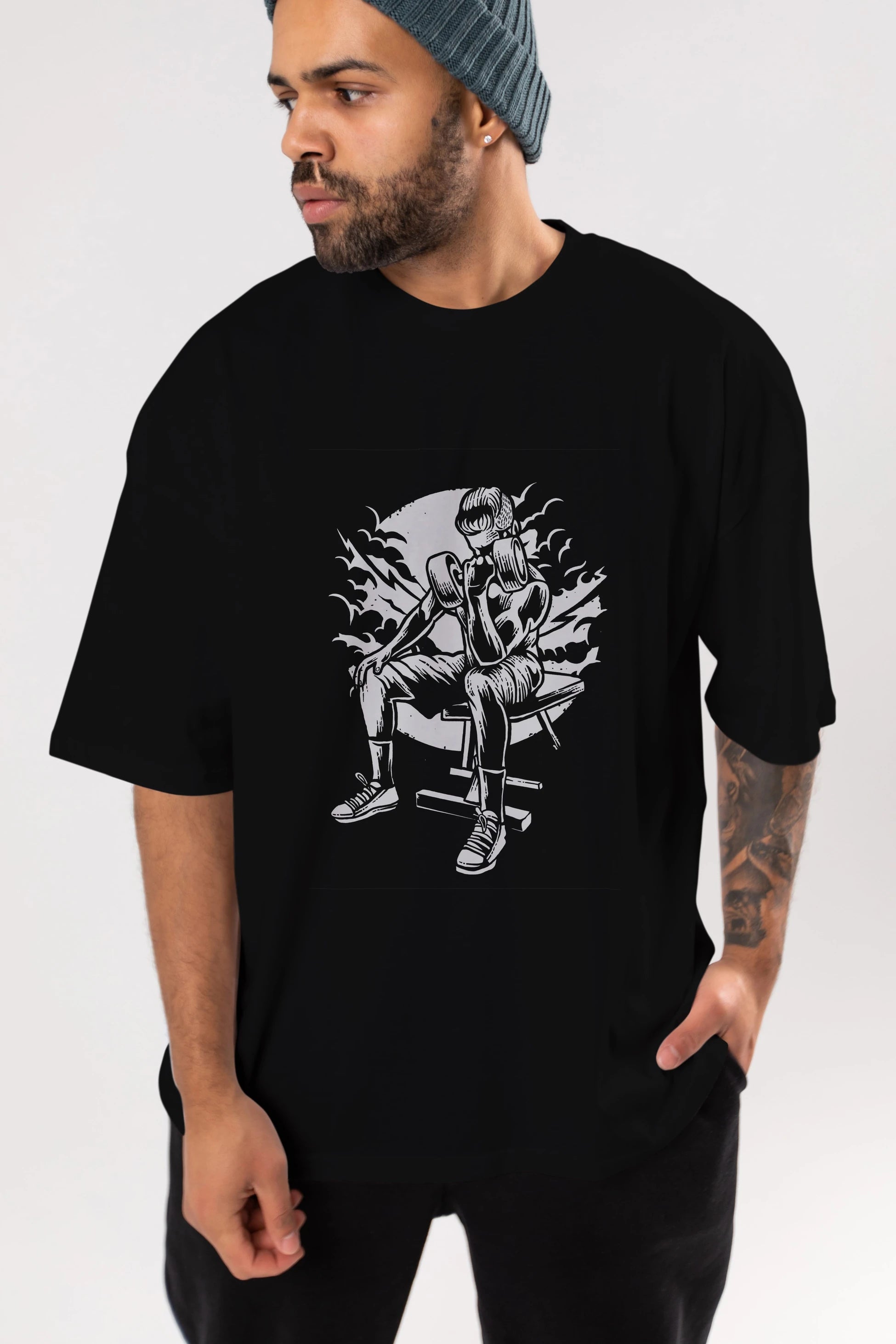 No Pain No Gain Ön Baskılı Oversize t-shirt Erkek Kadın Unisex %100 Pamuk tişort