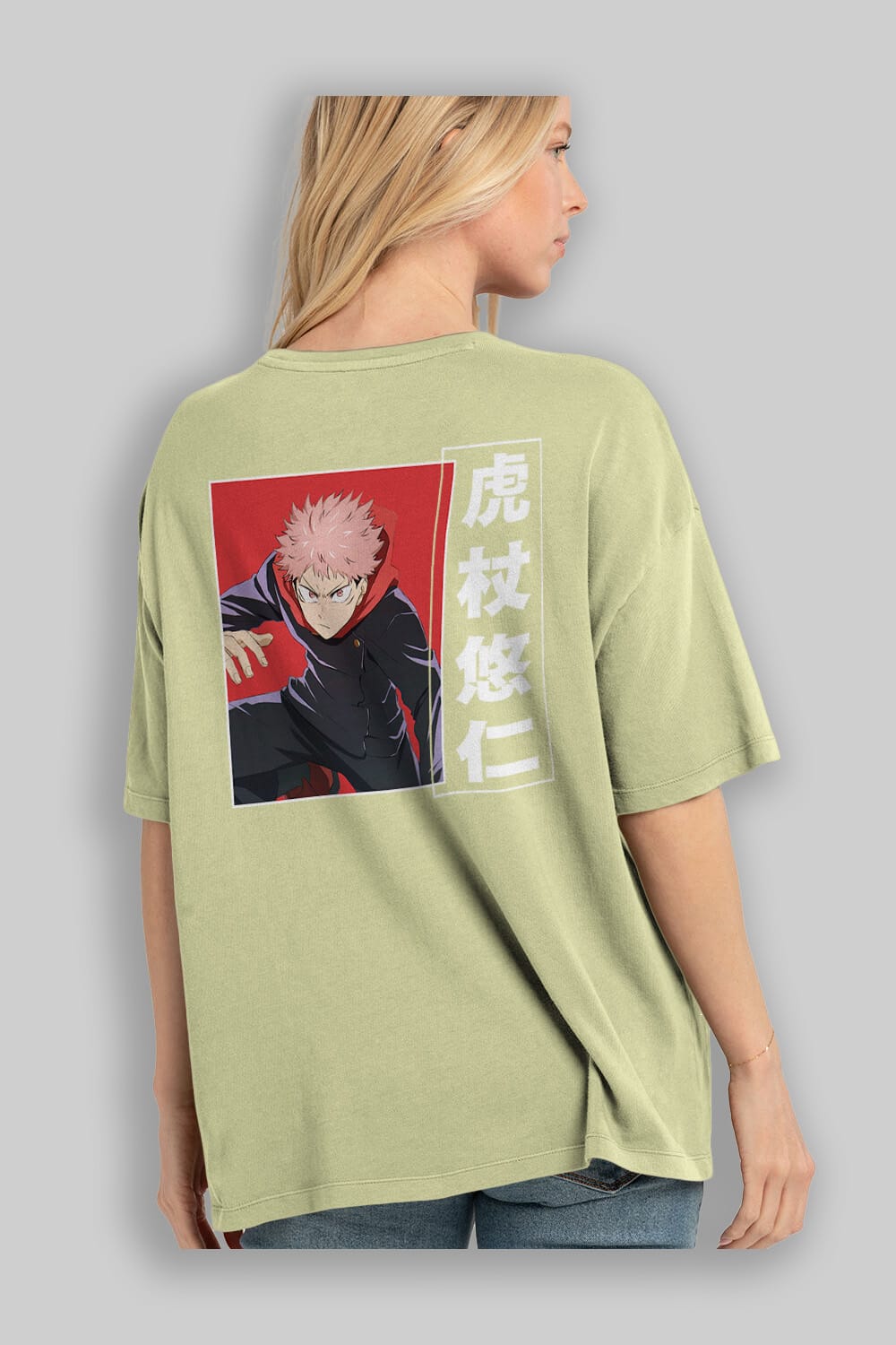 Yuuji Itadori 2 Anime Arka Baskılı Oversize t-shirt Erkek Kadın Unisex
