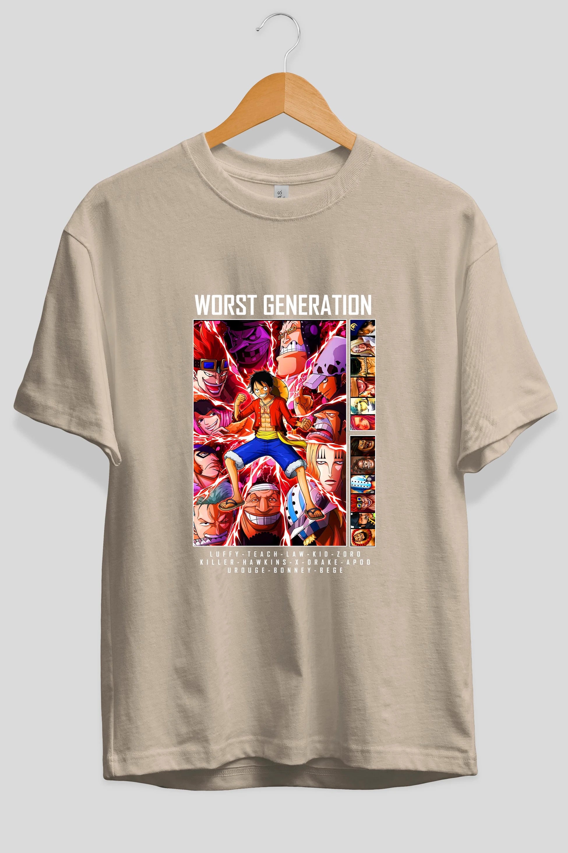Worst Generation Anime Ön Baskılı Oversize t-shirt Erkek Kadın Unisex