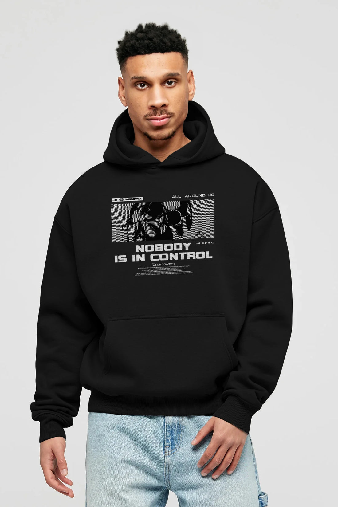 Nobody is in Control Ön Baskılı Hoodie Oversize Kapüşonlu Sweatshirt Erkek Kadın Unisex