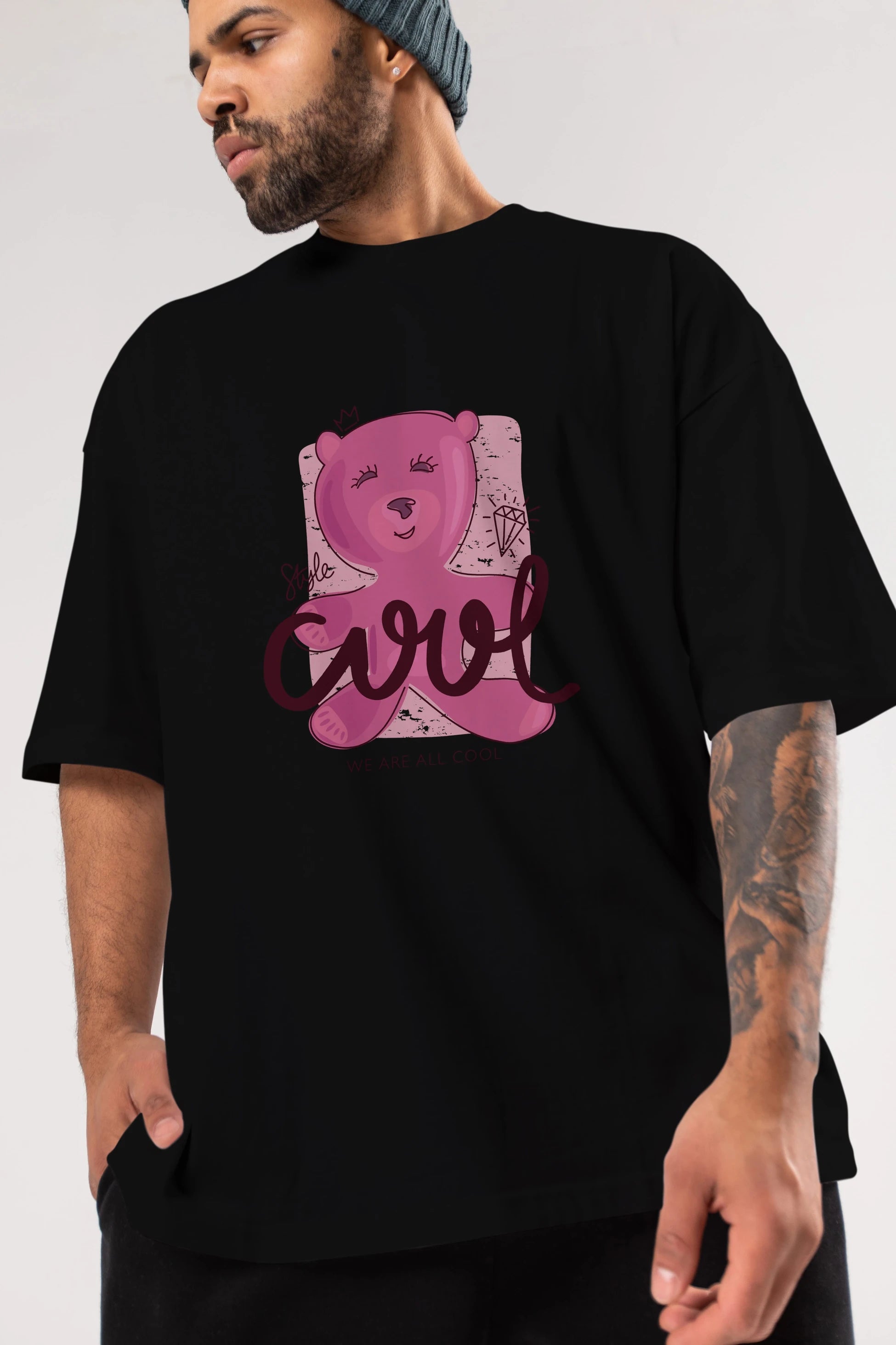 Cool Style Bear Ön Baskılı Oversize t-shirt Erkek Kadın Unisex