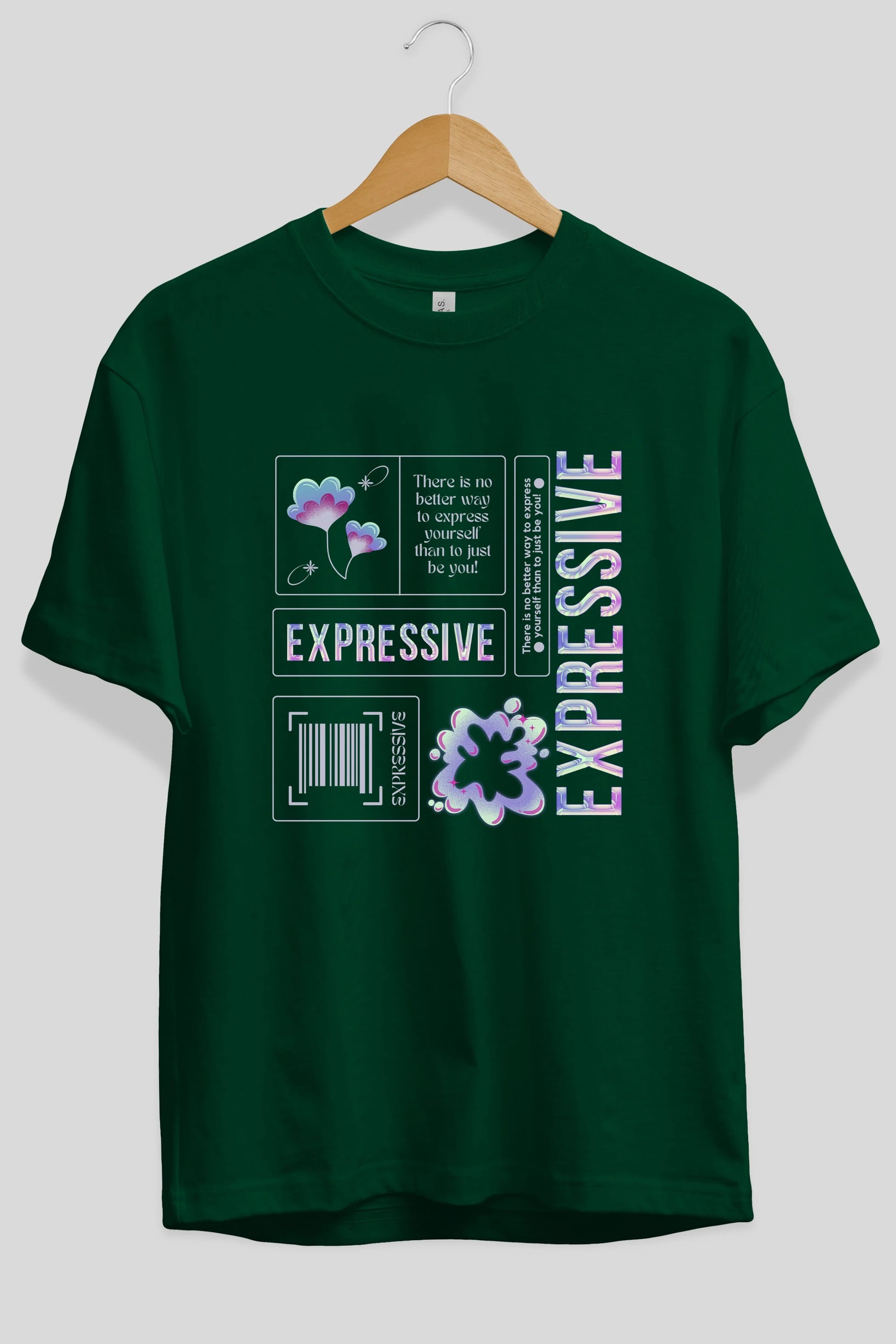 Expressive Streetwear Ön Baskılı Oversize t-shirt Erkek Kadın Unisex