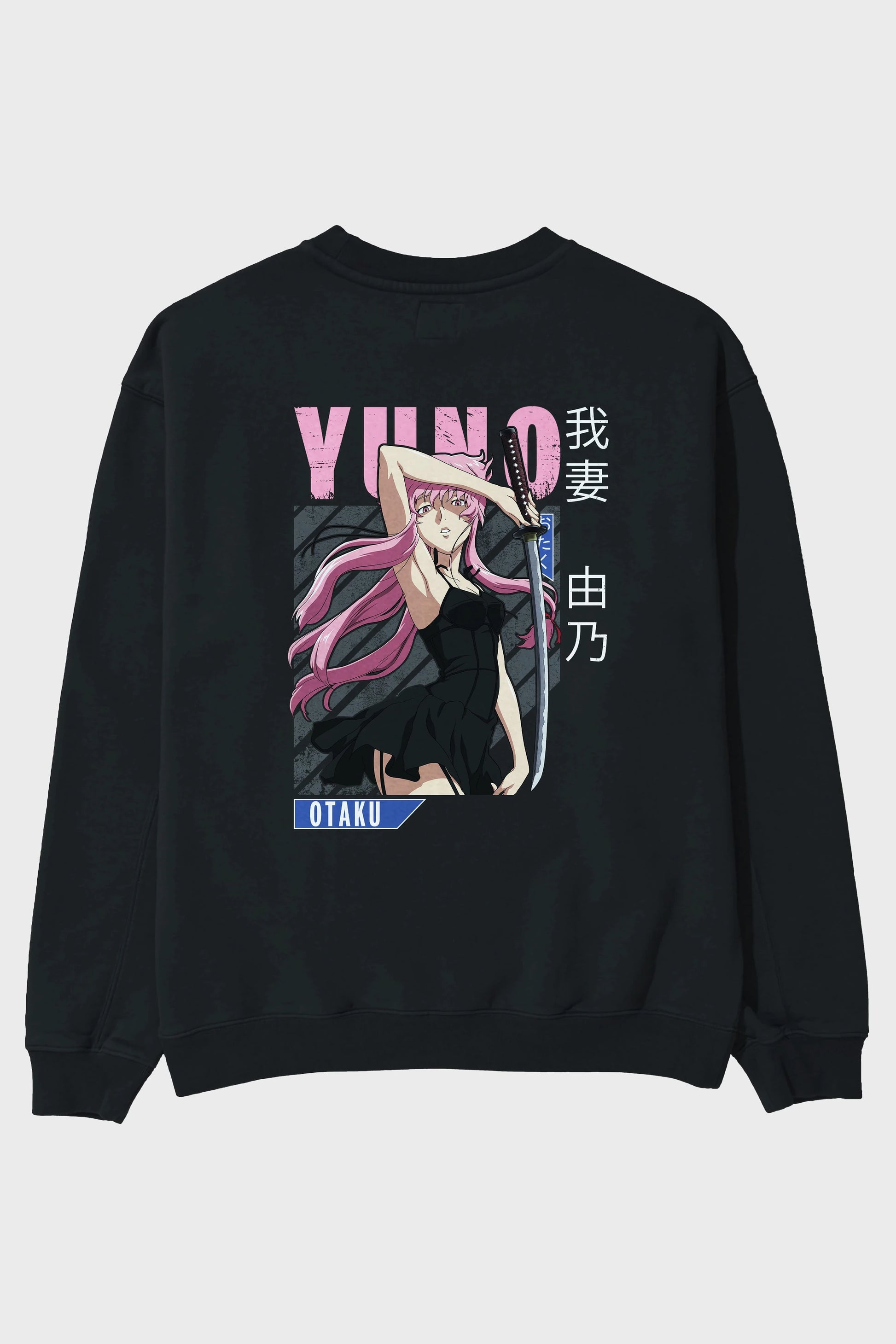 Yuno Gasai 5 Anime Arka Baskılı Oversize Sweatshirt Erkek Kadın Unisex