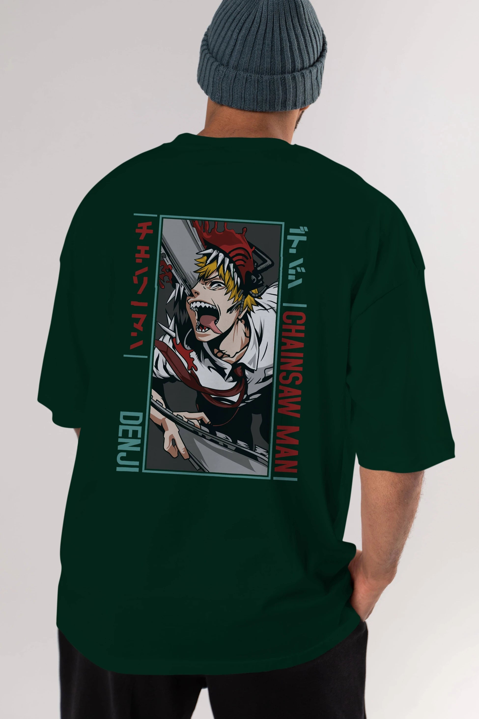 Denji Chainsaw Man Anime Arka Baskılı Oversize t-shirt Erkek Kadın Unisex
