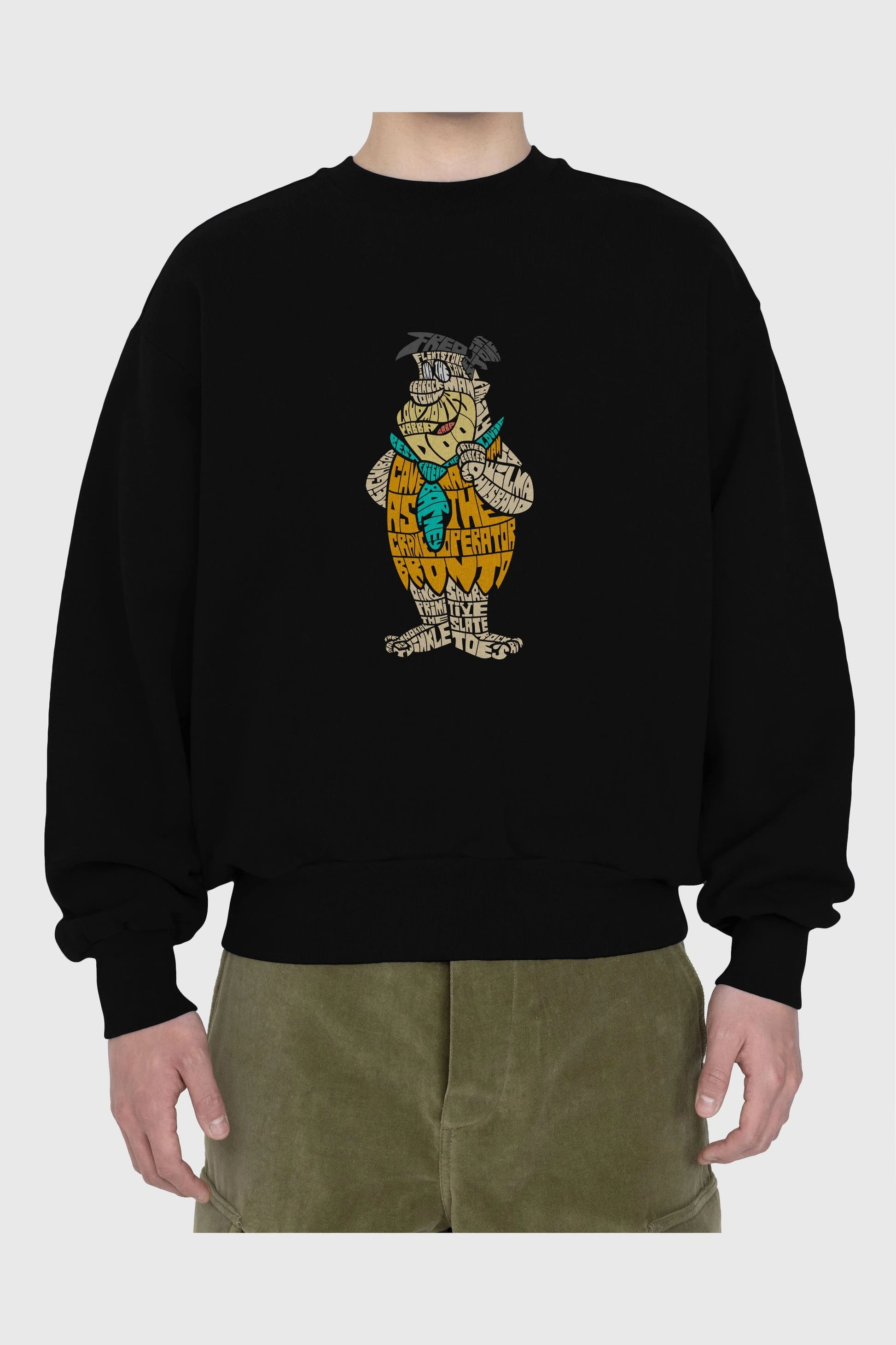 Fred Flintstone Ön Baskılı Oversize Sweatshirt Erkek Kadın Unisex