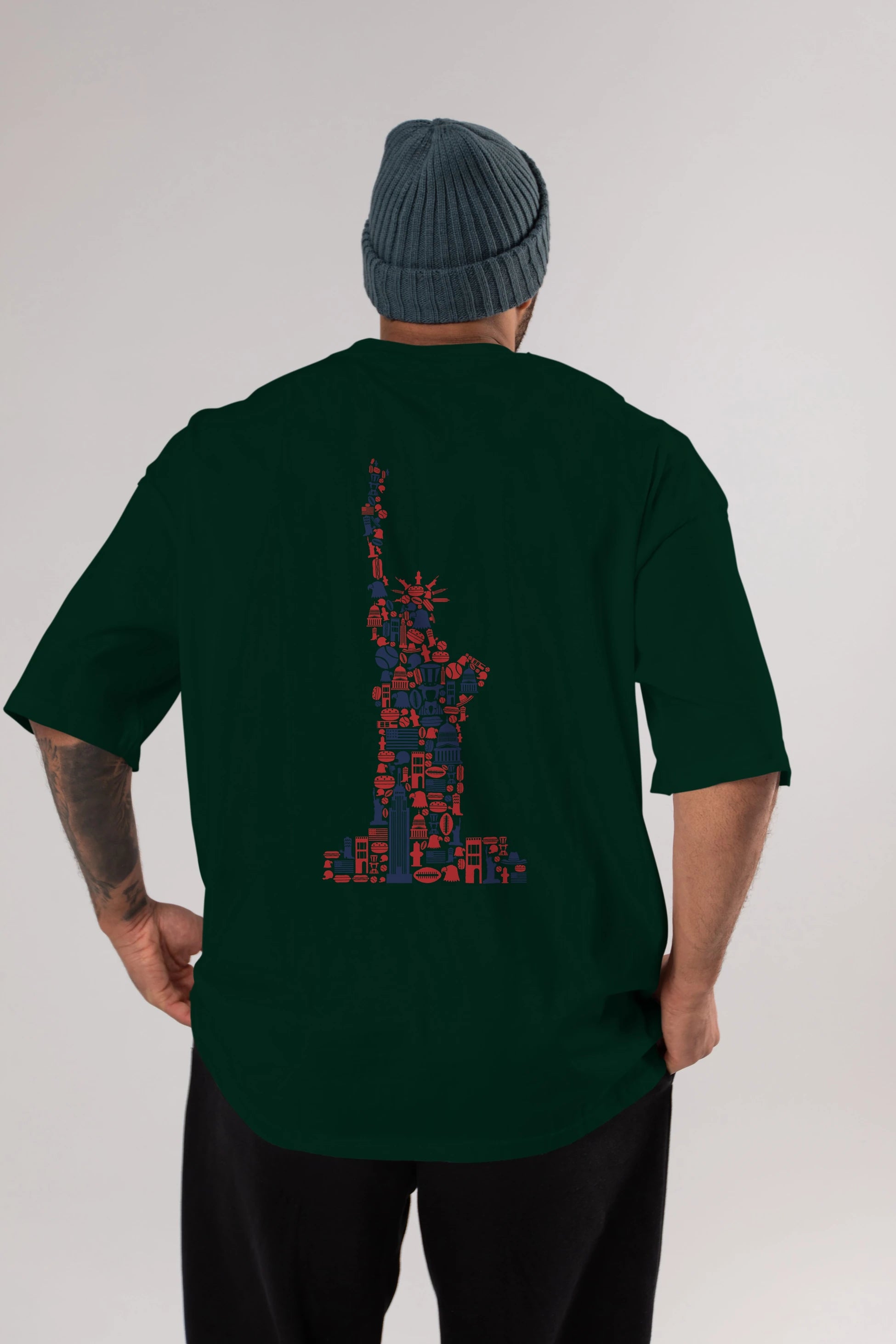 Liberty Arka Baskılı Oversize t-shirt %100 pamuk Erkek Kadın Unisex