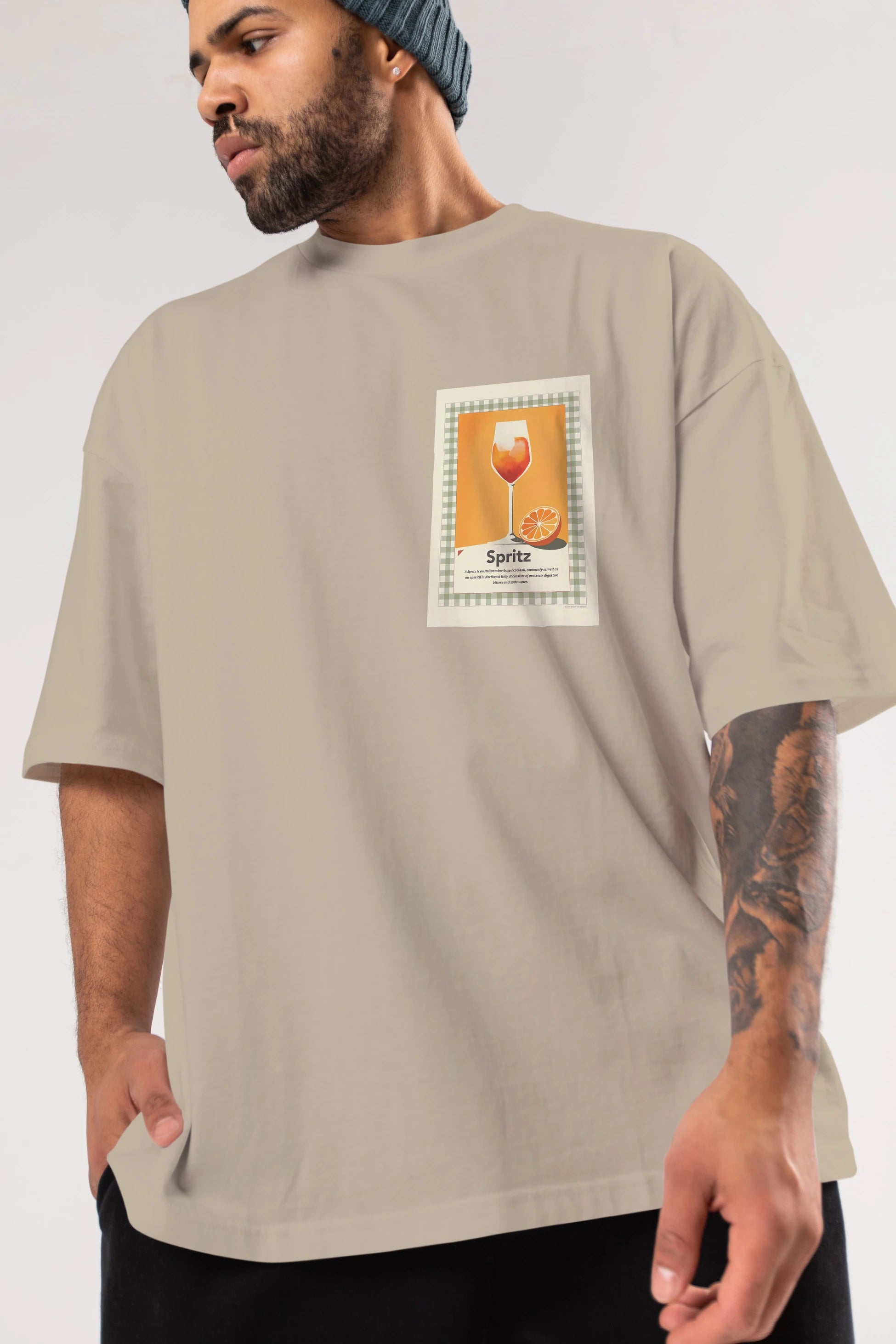 Aperol Spritz 5 Ön Sol Baskılı Oversize t-shirt Erkek Kadın Unisex %100 Pamuk Bisiklet Yaka tişort
