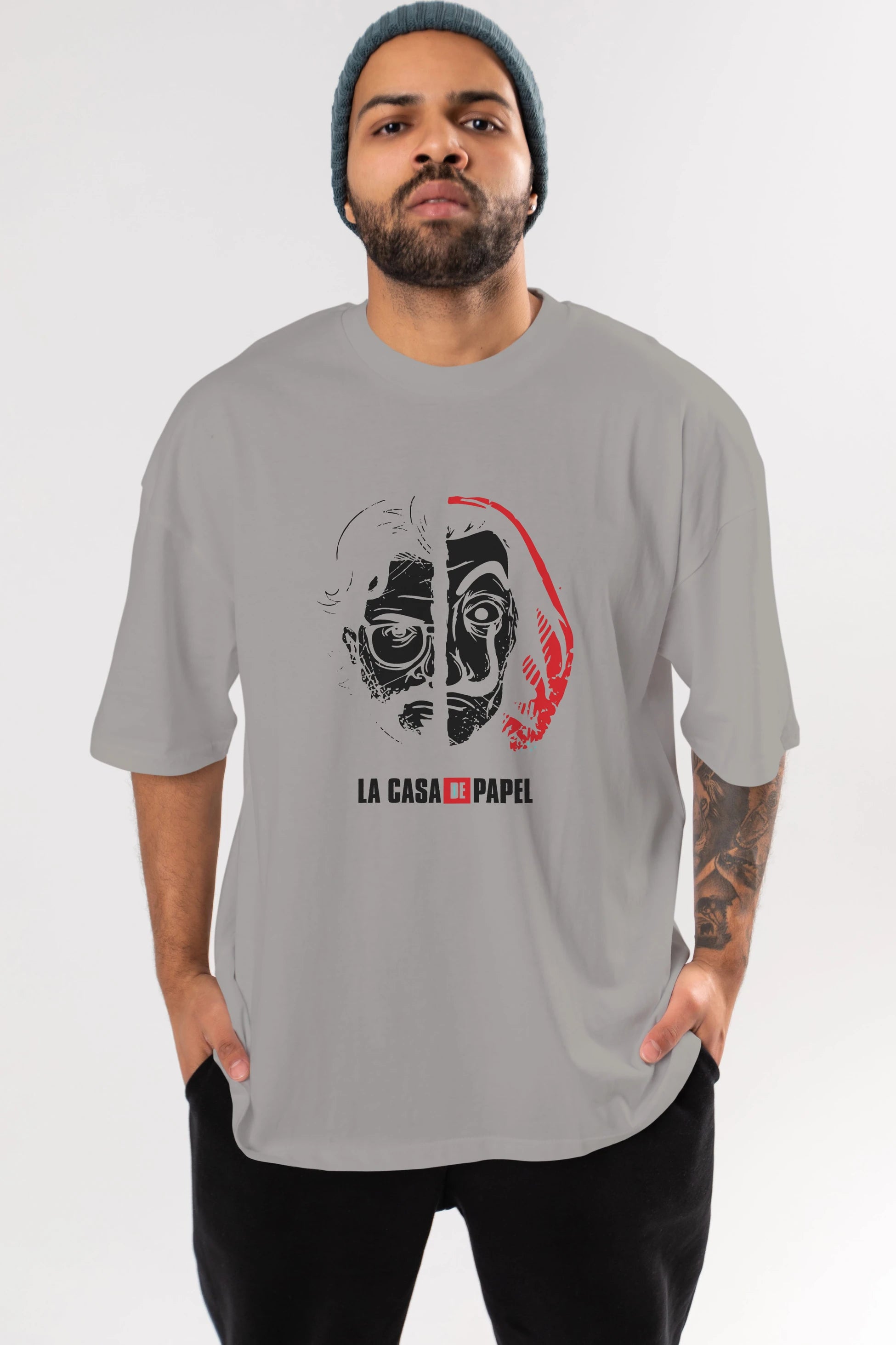 La Casa De Papel (9) Ön Baskılı Oversize t-shirt Erkek Kadın Unisex %100 Pamuk Bisiklet Yaka tişort