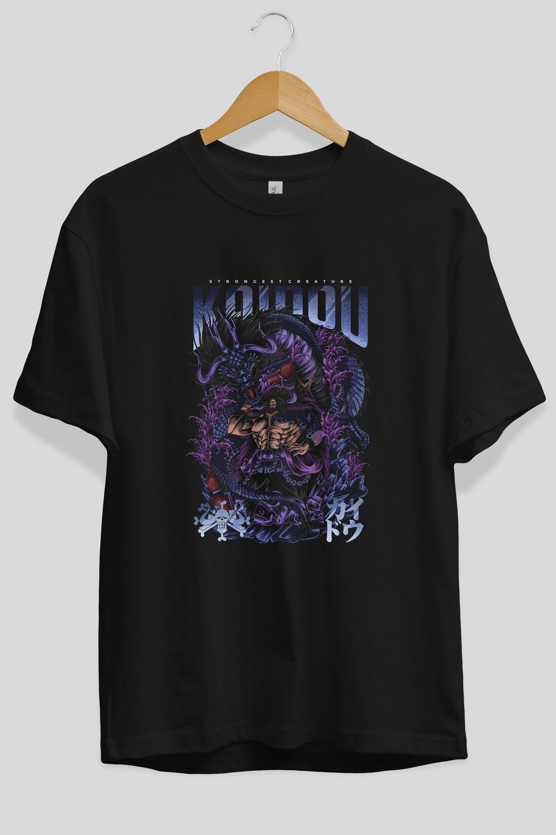 KAIDOU ONE PIECE Anime Ön Baskılı Oversize t-shirt %100 pamuk Erkek Kadın Unisex