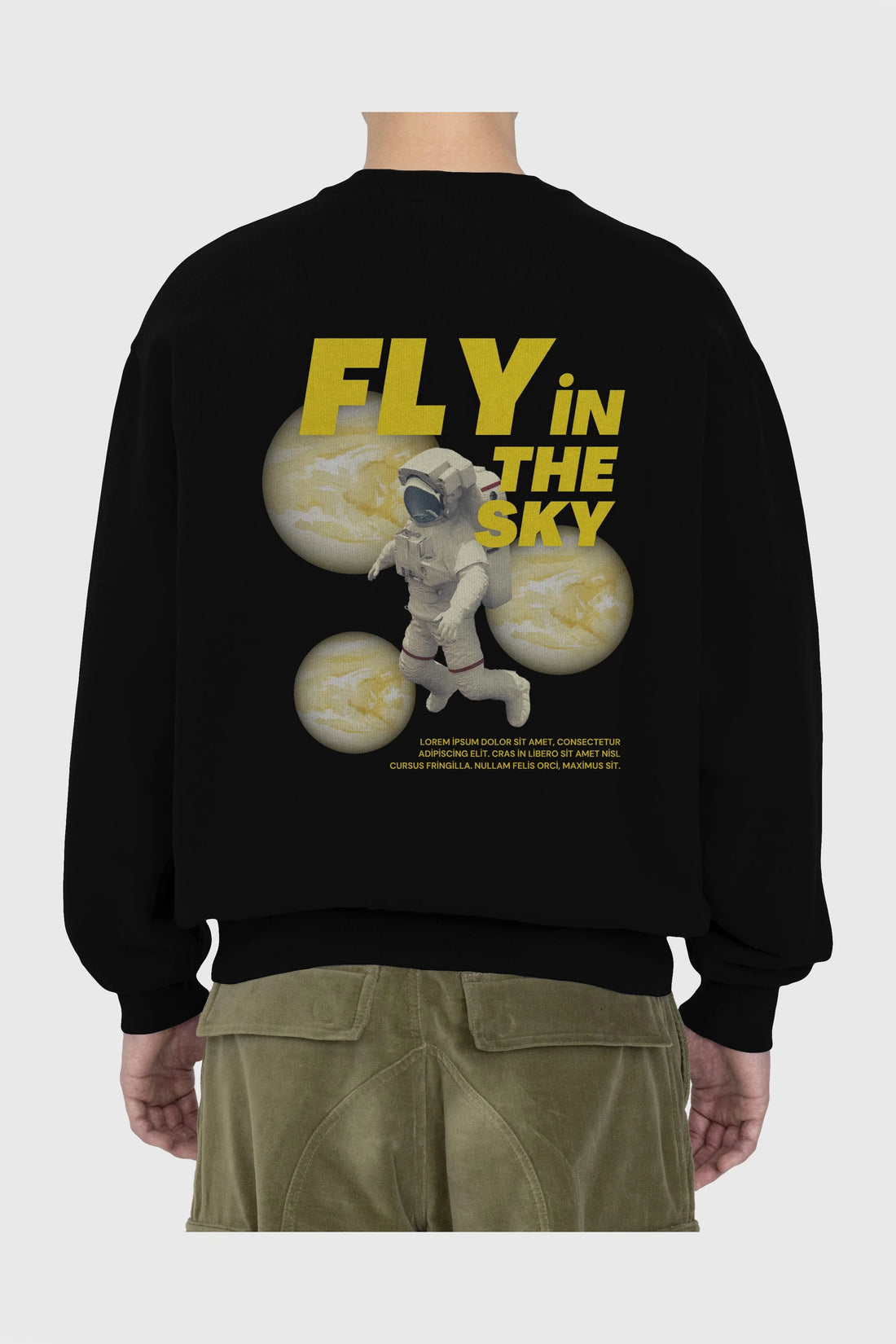 Fly in The Sky Arka Baskılı Oversize Sweatshirt Erkek Kadın Unisex