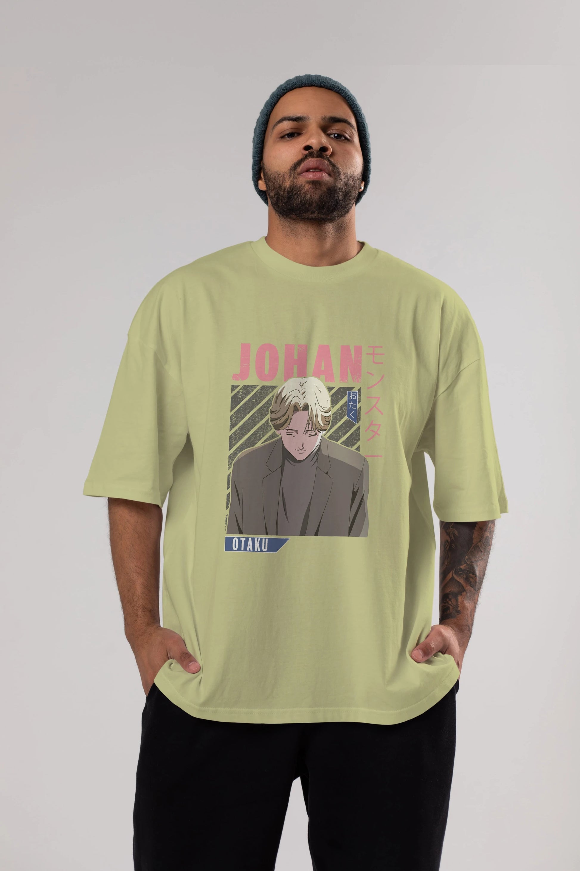 Johan Liebert MONSTER Anime Ön Baskılı Oversize t-shirt %100 pamuk Erkek Kadın Unisex