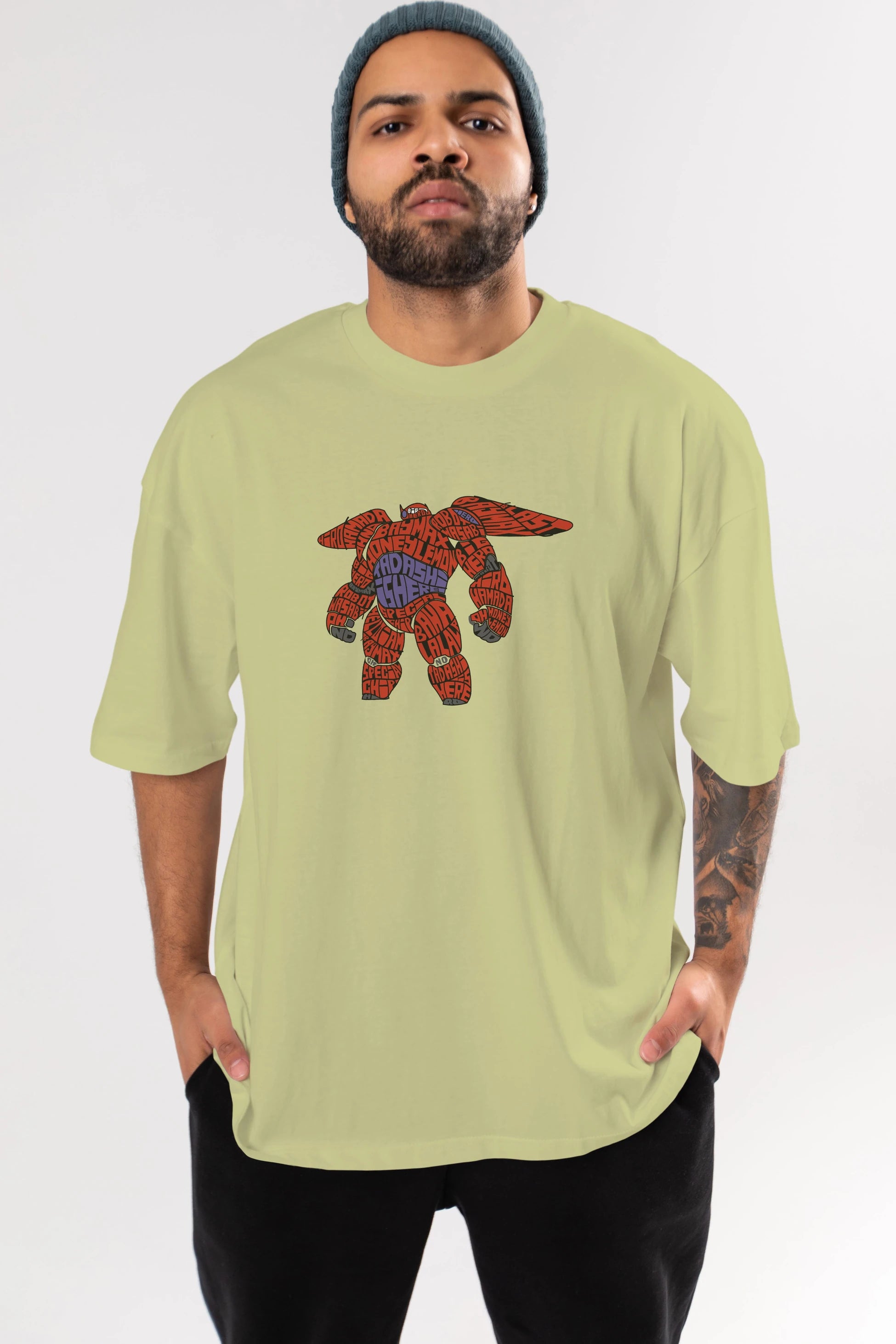 Baymax Ön Baskılı Oversize t-shirt %100 pamuk Erkek Kadın Unisex