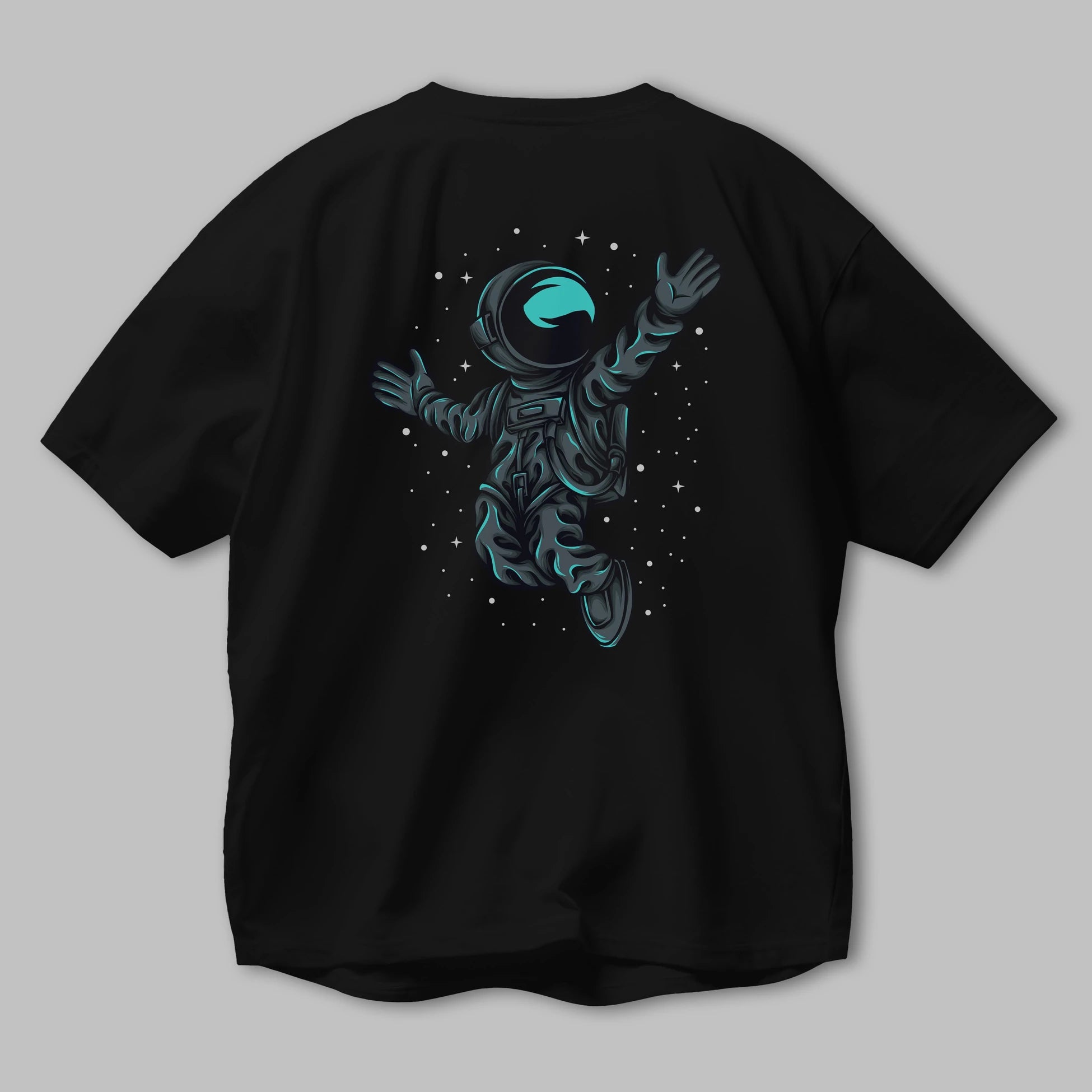 Happy Astronaut Arka Baskılı Oversize t-shirt Erkek Kadın Unisex
