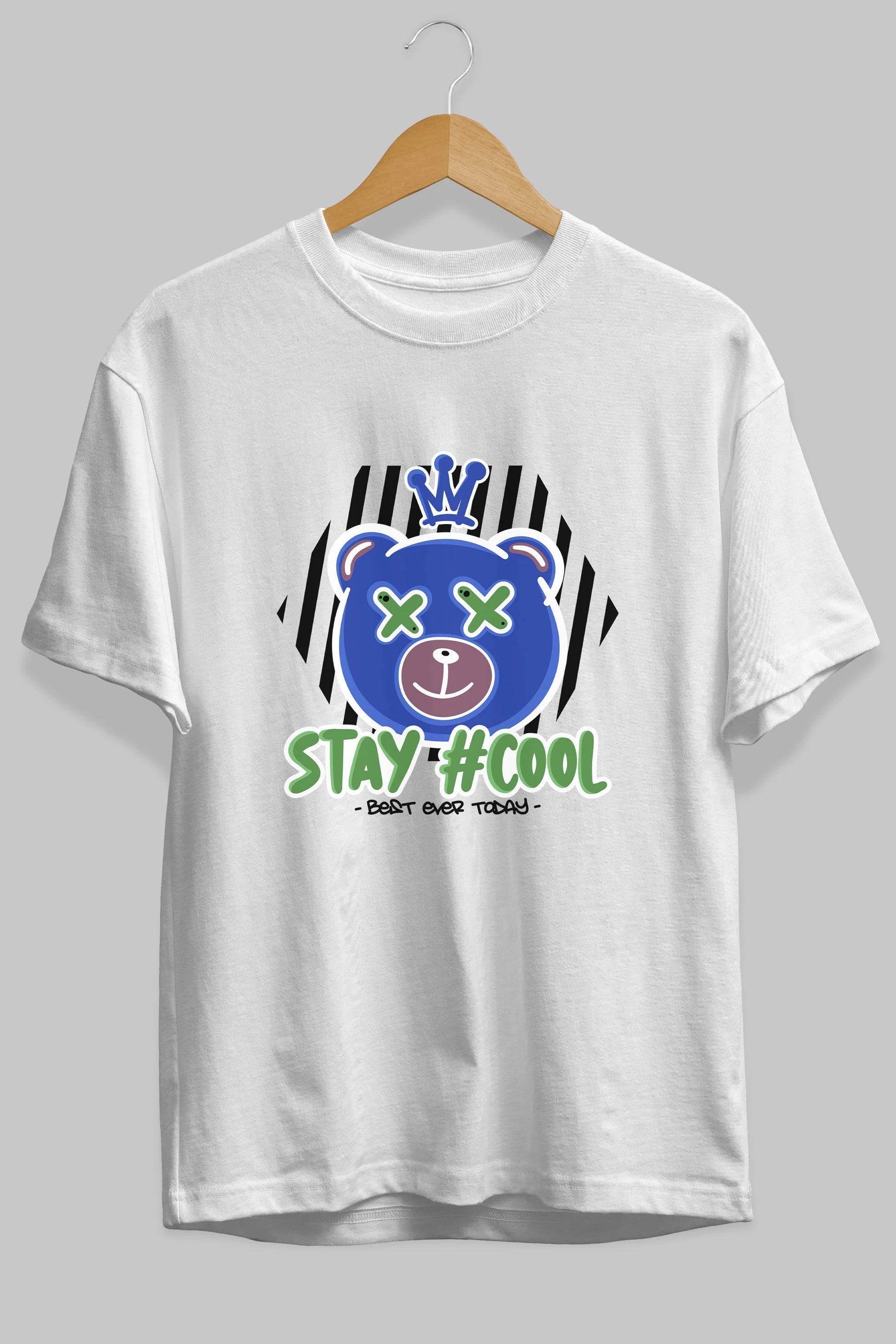 Stay Cool Bear Ön Baskılı Oversize t-shirt Erkek Kadın Unisex