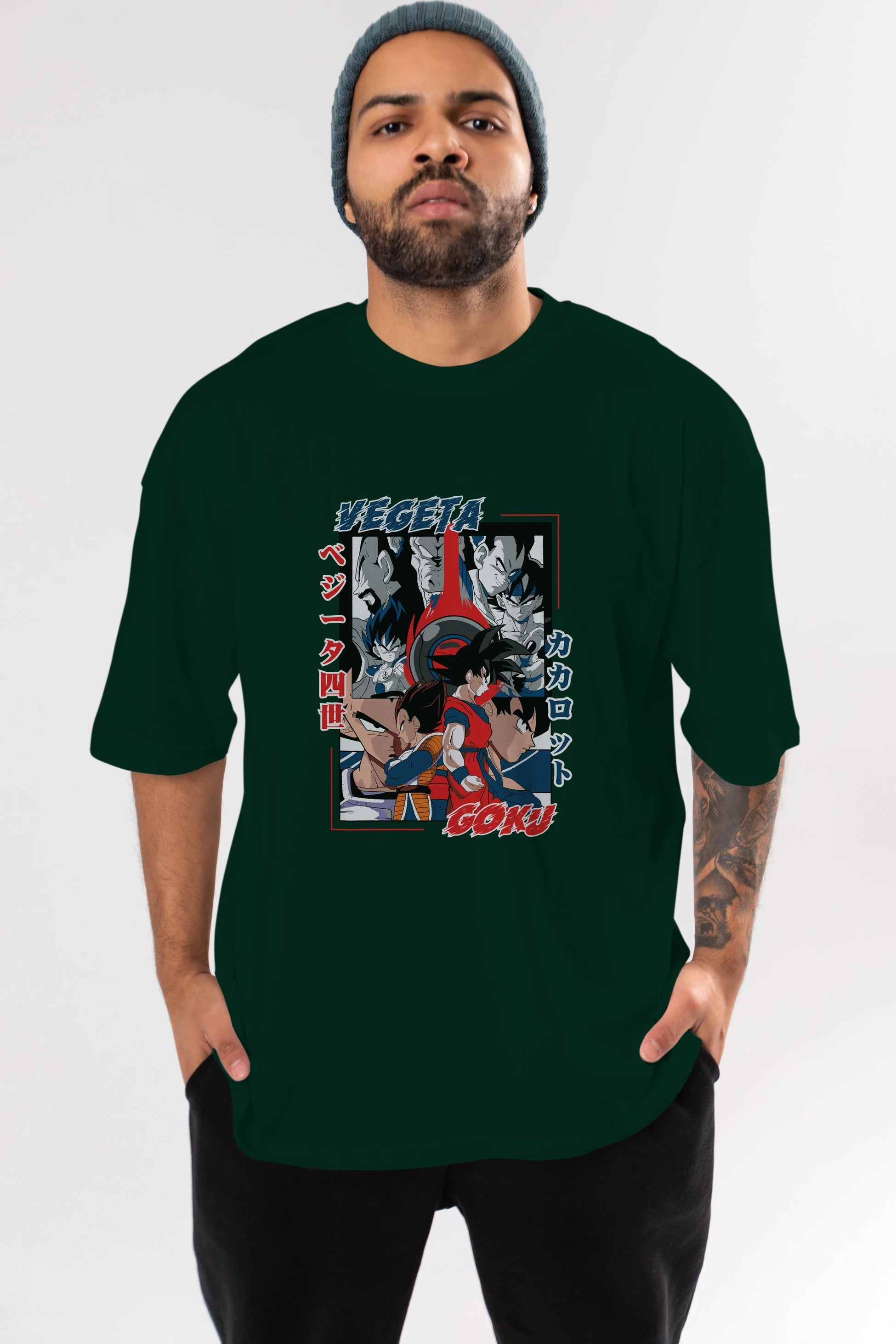 VEGETA VS GOKU Anime Ön Baskılı Oversize t-shirt %100 pamuk Erkek Kadın Unisex