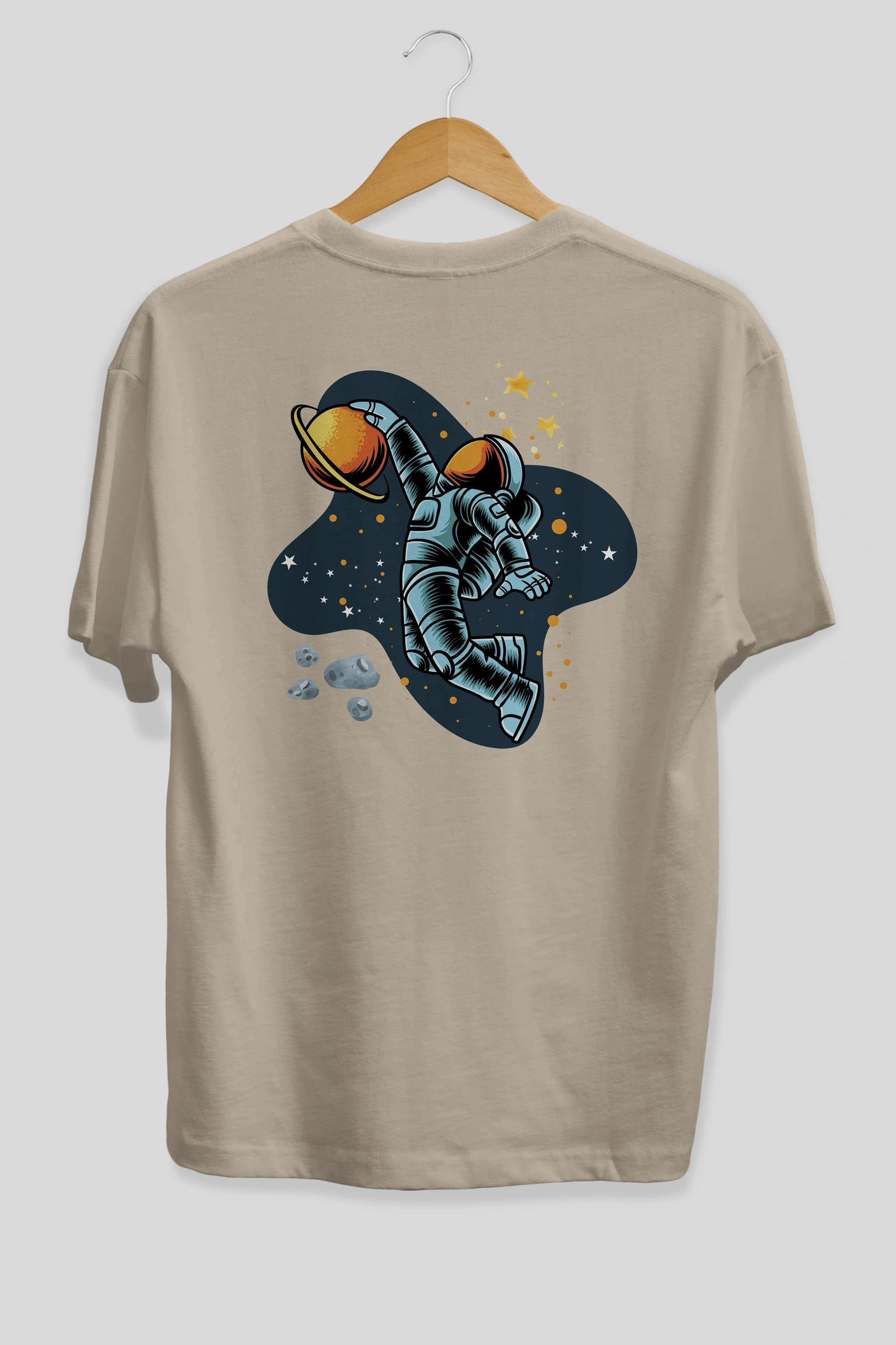 Astronot Basketbol Arka Baskılı Oversize t-shirt Erkek Kadın Unisex