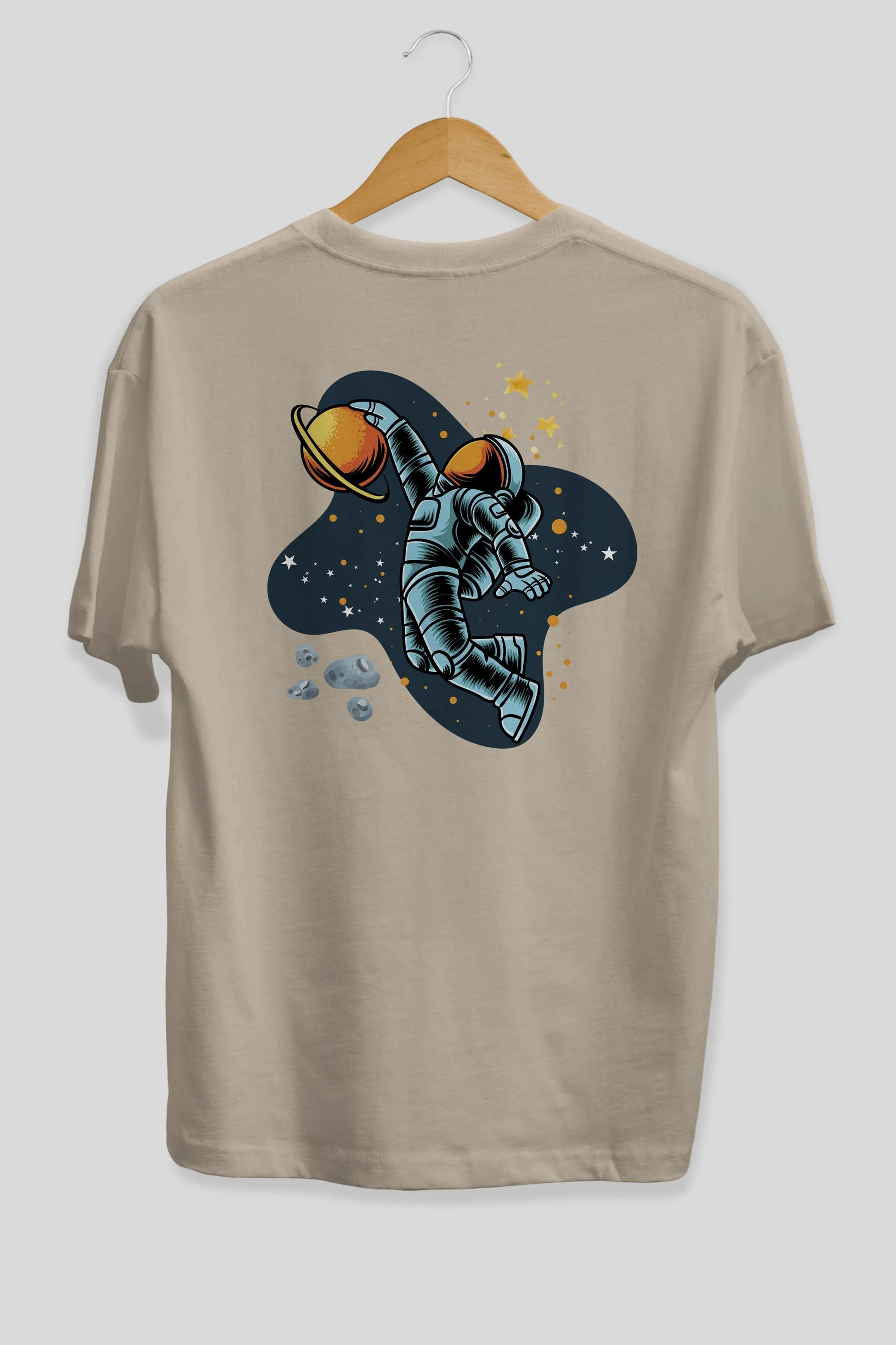 Astronot Basketbol Arka Baskılı Oversize t-shirt Erkek Kadın Unisex