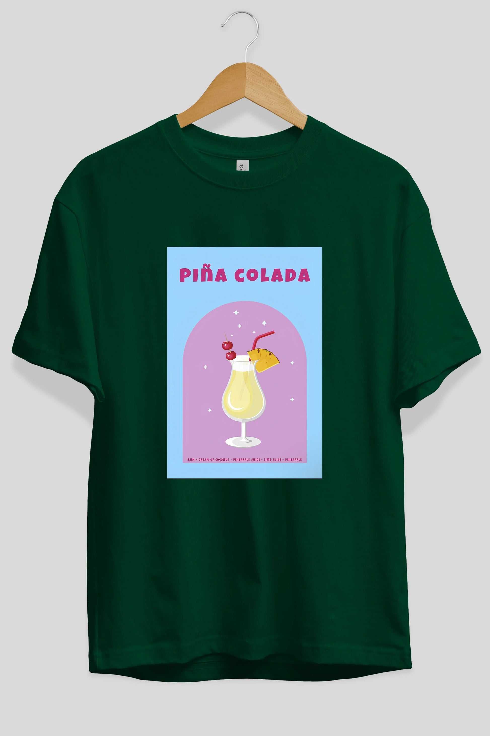 Pina Colada 2 Ön Baskılı Oversize t-shirt Erkek Kadın Unisex %100 Pamuk Bisiklet Yaka tişort