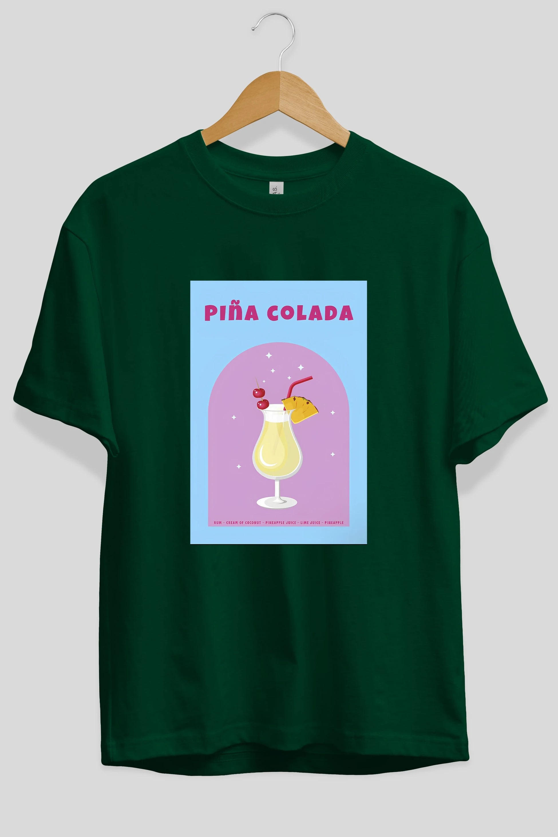 Pina Colada 2 Ön Baskılı Oversize t-shirt Erkek Kadın Unisex %100 Pamuk Bisiklet Yaka tişort