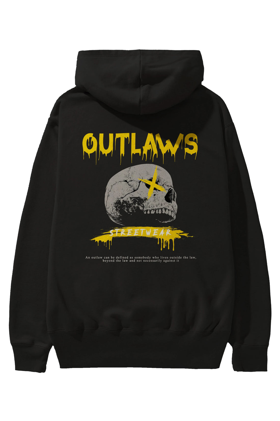 Outlaws Streetwear Arka Baskılı Hoodie Oversize Kapüşonlu Sweatshirt Erkek Kadın Unisex