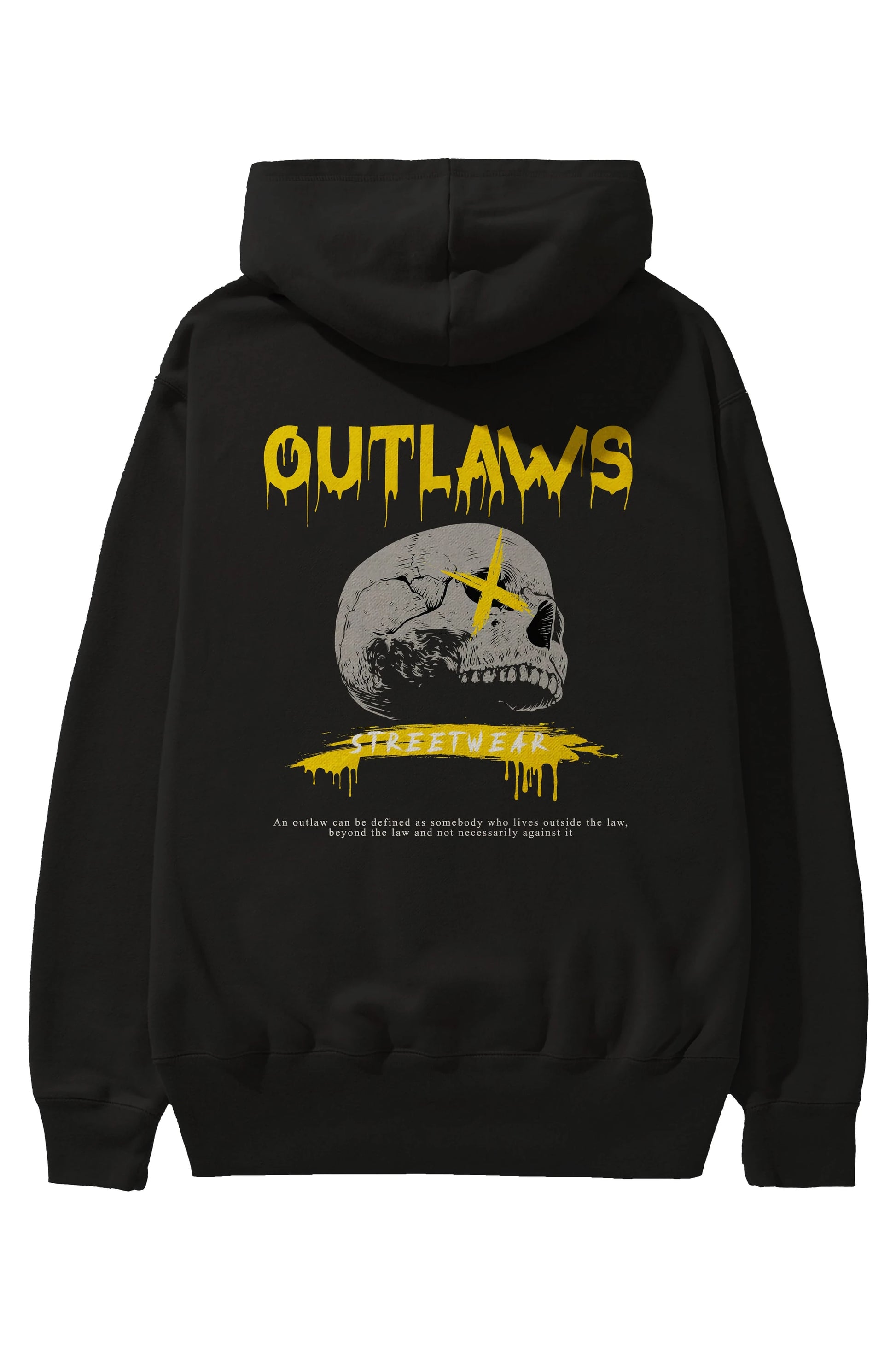 Outlaws Streetwear Arka Baskılı Hoodie Oversize Kapüşonlu Sweatshirt Erkek Kadın Unisex