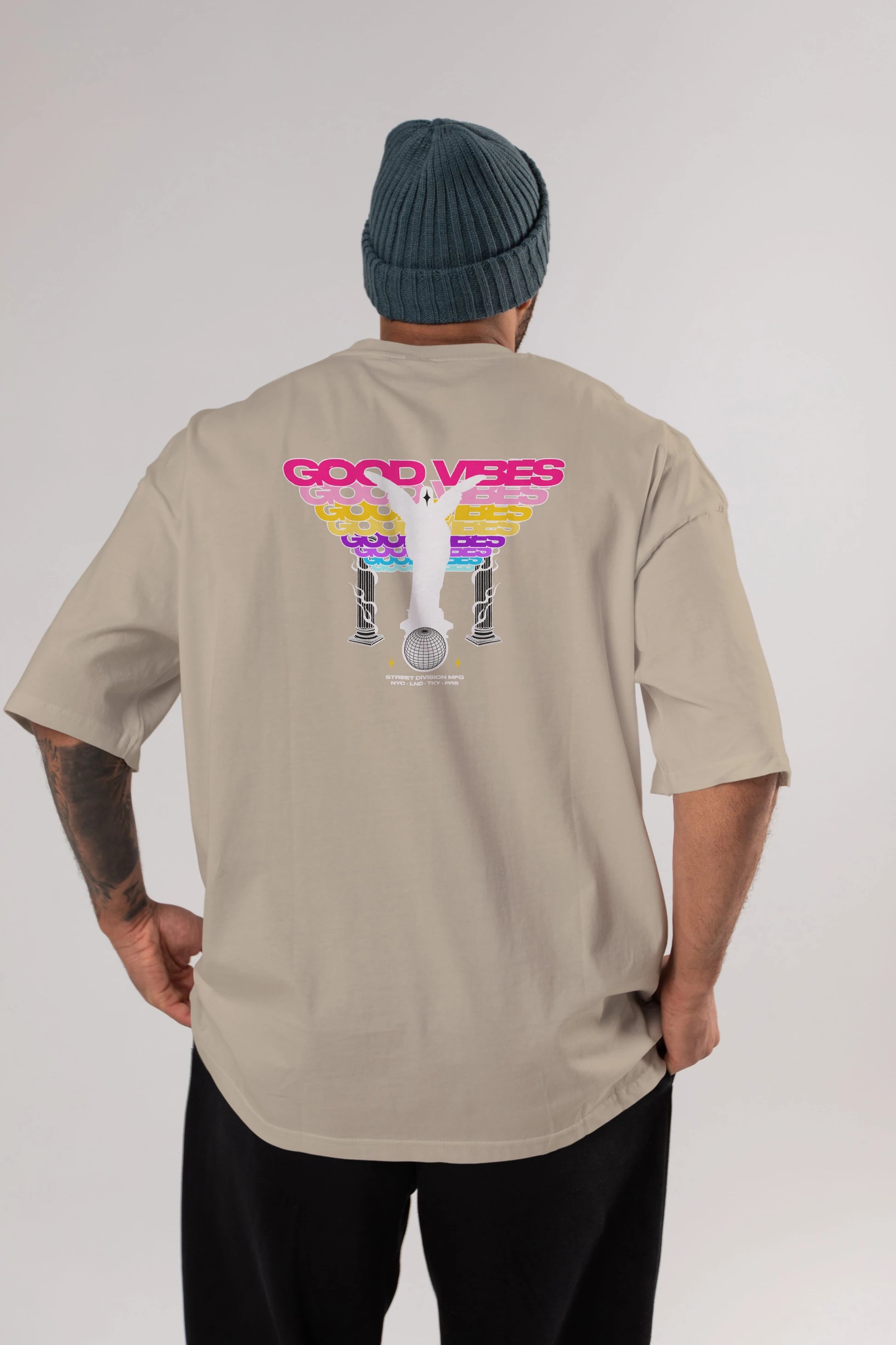 Good Vibes Arka Baskılı Oversize t-shirt Erkek Kadın Unisex