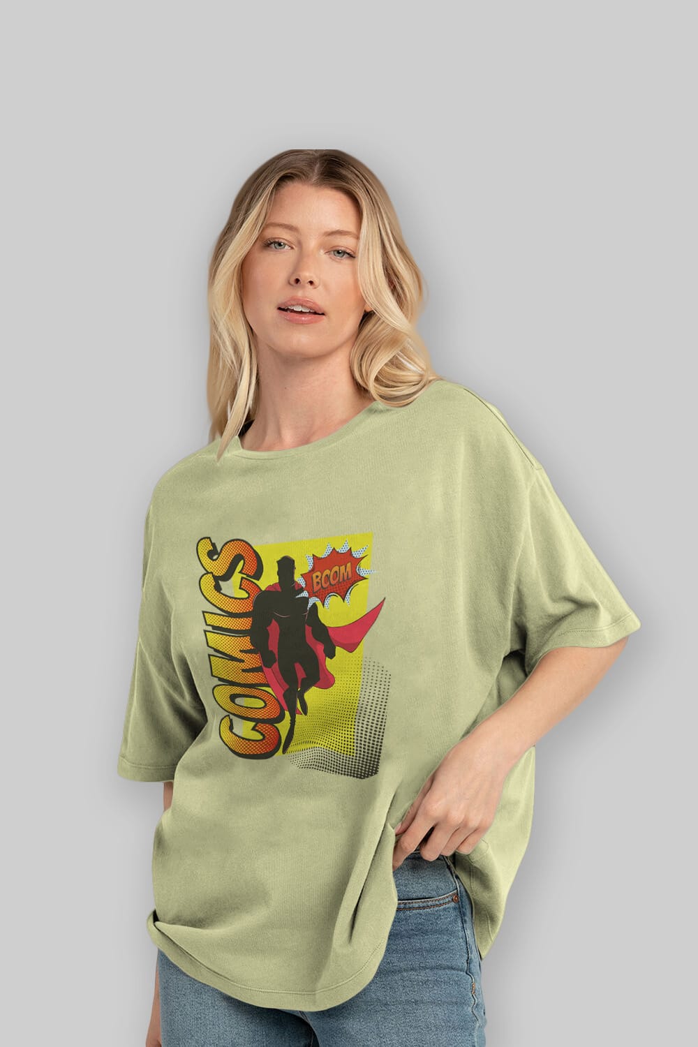Comics Boom Ön Baskılı Oversize t-shirt Erkek Kadın Unisex