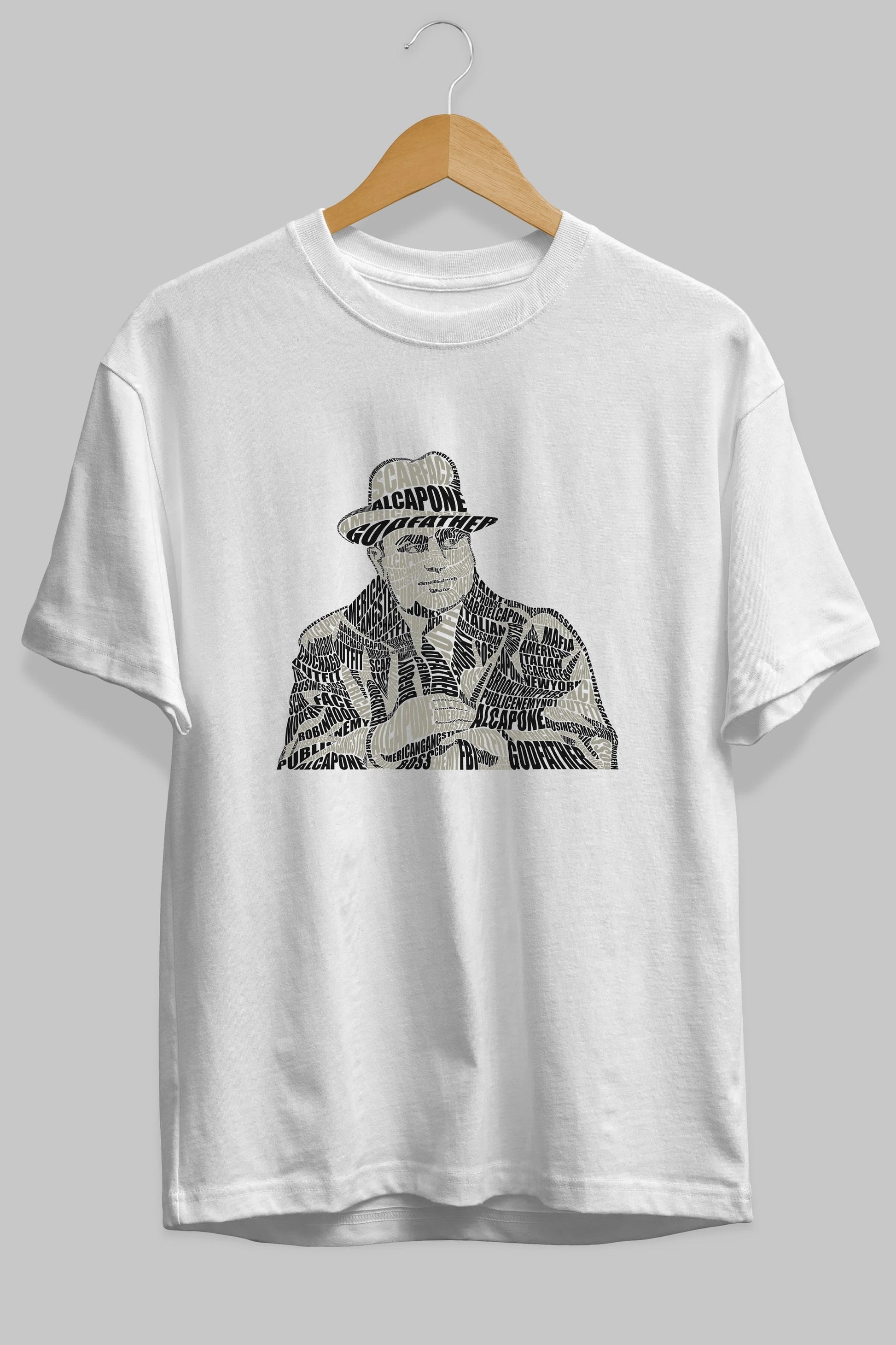 Al Capone Calligram Ön Baskılı Oversize t-shirt %100 pamuk Erkek Kadın Unisex