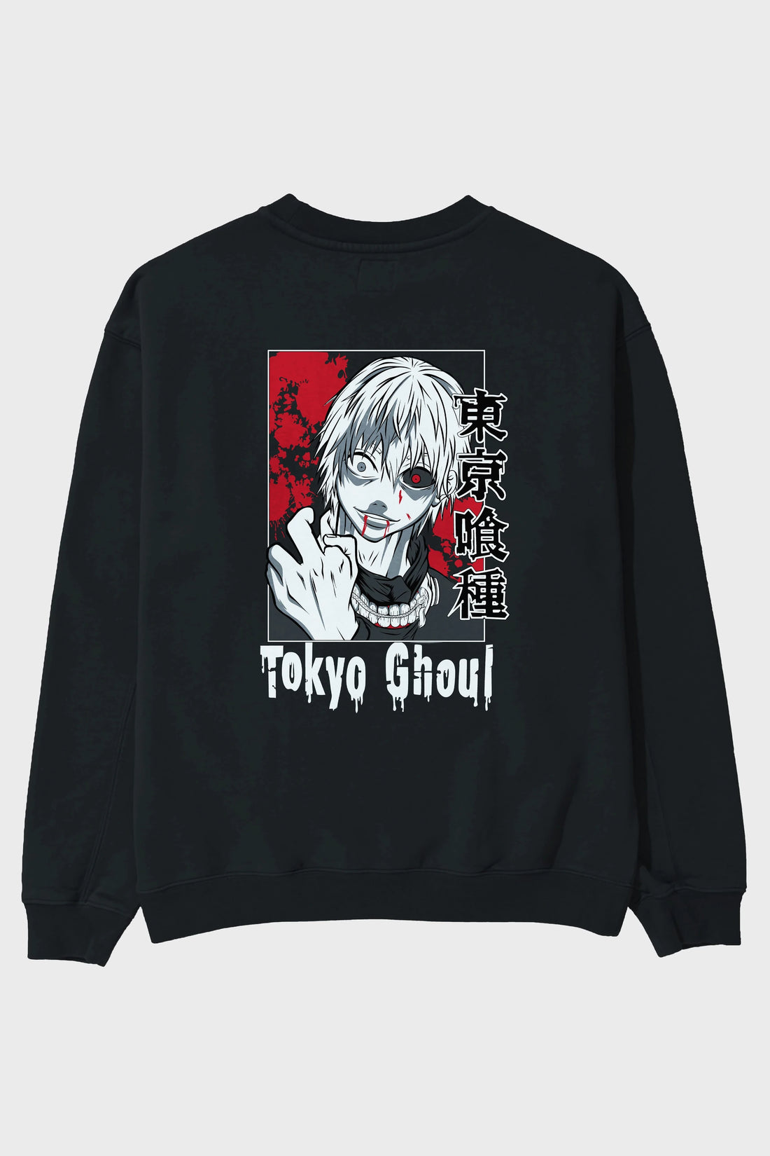 Kaneki Ken TOKYO GHOUL Anime Arka Baskılı Oversize Sweatshirt Erkek Kadın Unisex