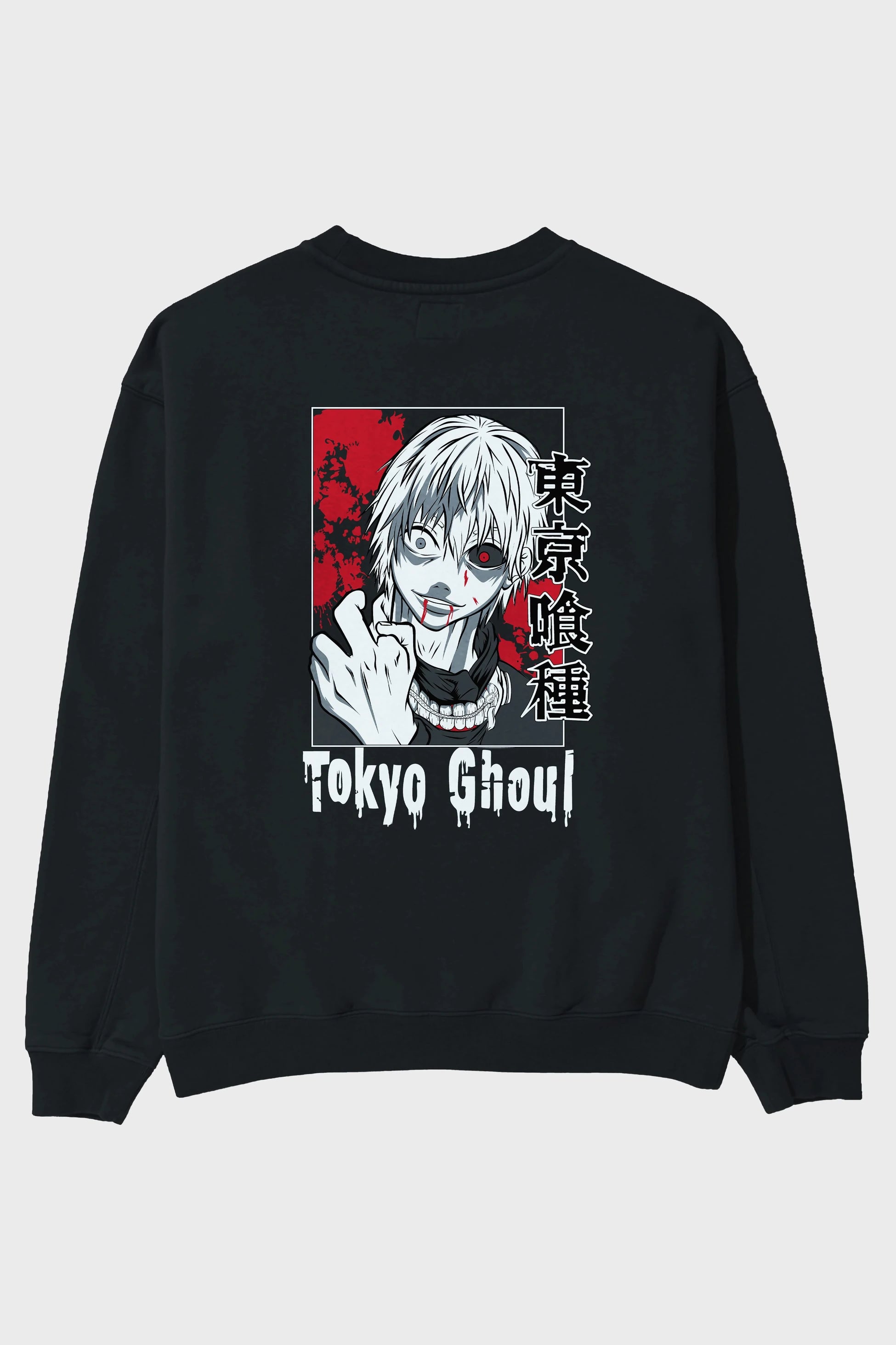 Kaneki Ken TOKYO GHOUL Anime Arka Baskılı Oversize Sweatshirt Erkek Kadın Unisex