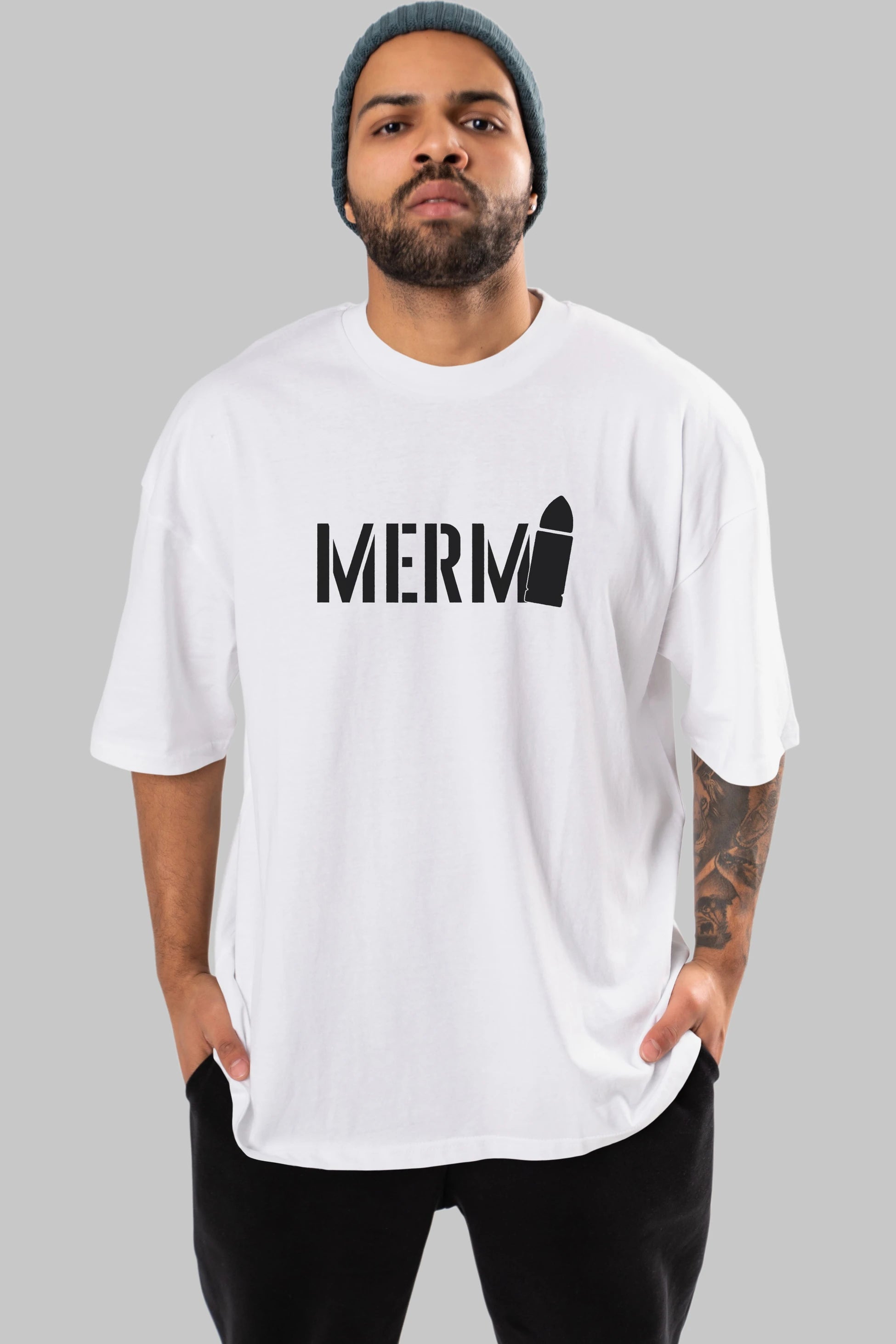 Mermi Ön Baskılı Oversize t-shirt %100 pamuk Erkek Kadın Unisex