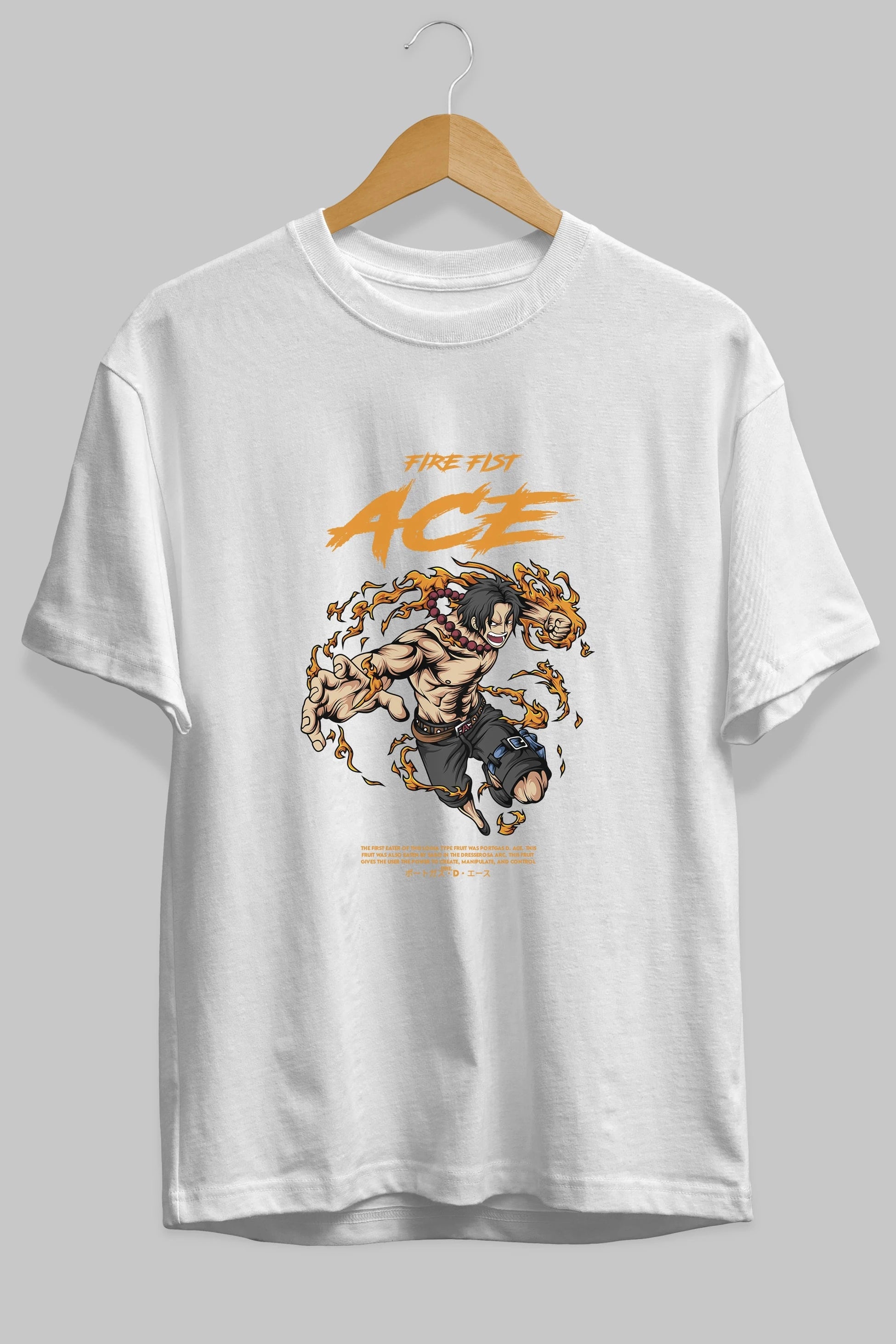 Fire Fist Ace Anime Ön Baskılı Oversize t-shirt %100 pamuk Erkek Kadın Unisex
