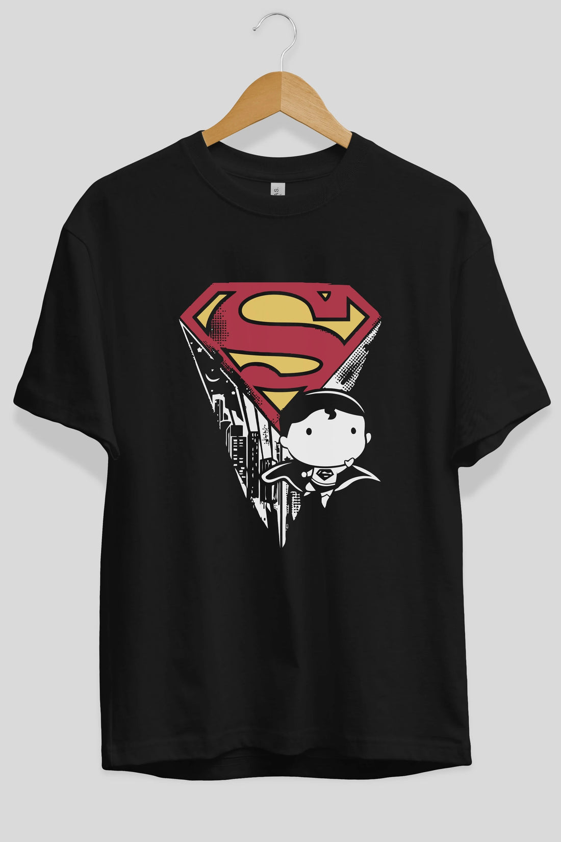 Superman Ön Baskılı Oversize t-shirt Erkek Kadın Unisex %100 Pamuk Bisiklet Yaka tişort