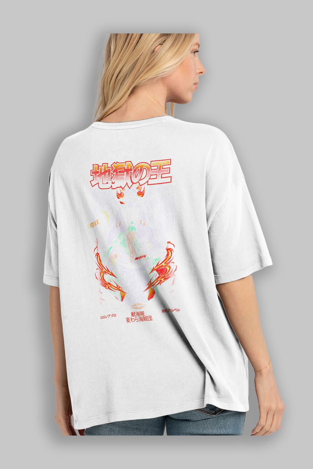 Roronoa Zoro 4 Anime Arka Baskılı Oversize t-shirt Erkek Kadın Unisex