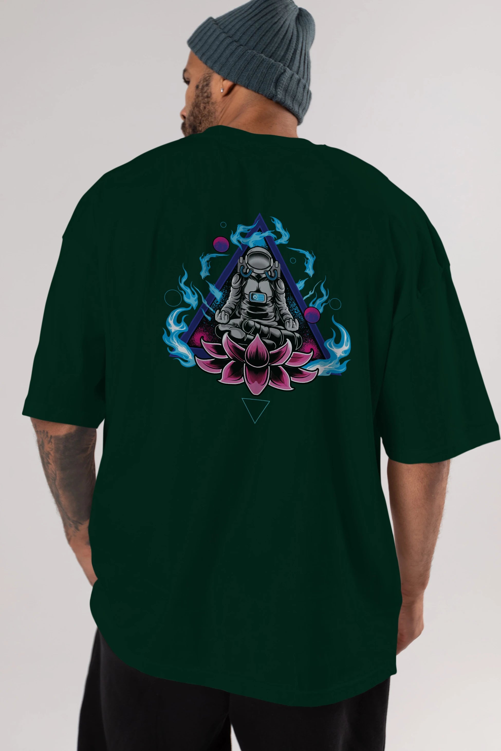 Astronaut Meditation (2) Arka Baskılı Oversize t-shirt Erkek Kadın Unisex