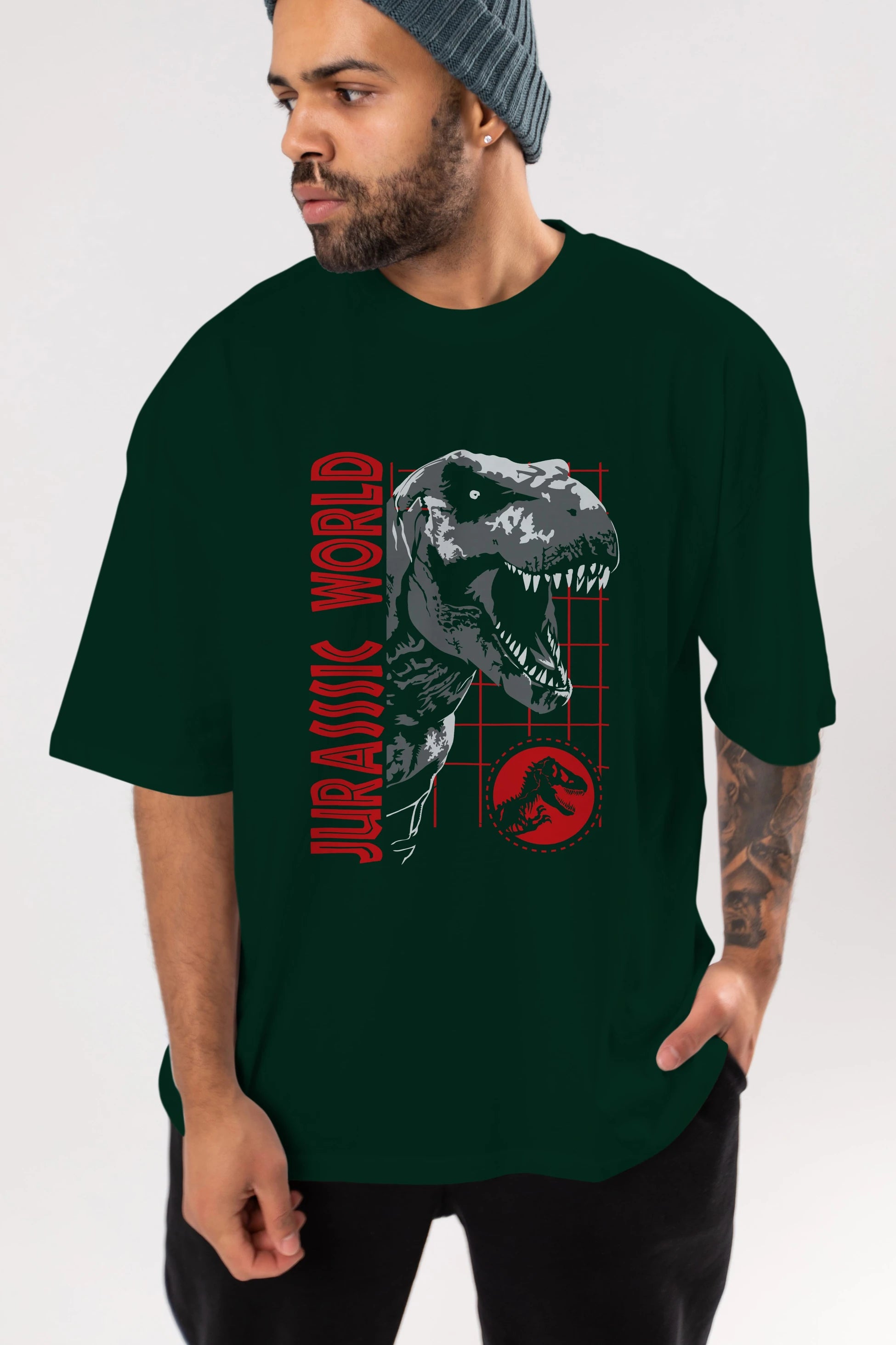 Jurassic Park (2) Ön Baskılı Oversize t-shirt Erkek Kadın Unisex %100 Pamuk Bisiklet Yaka tişort