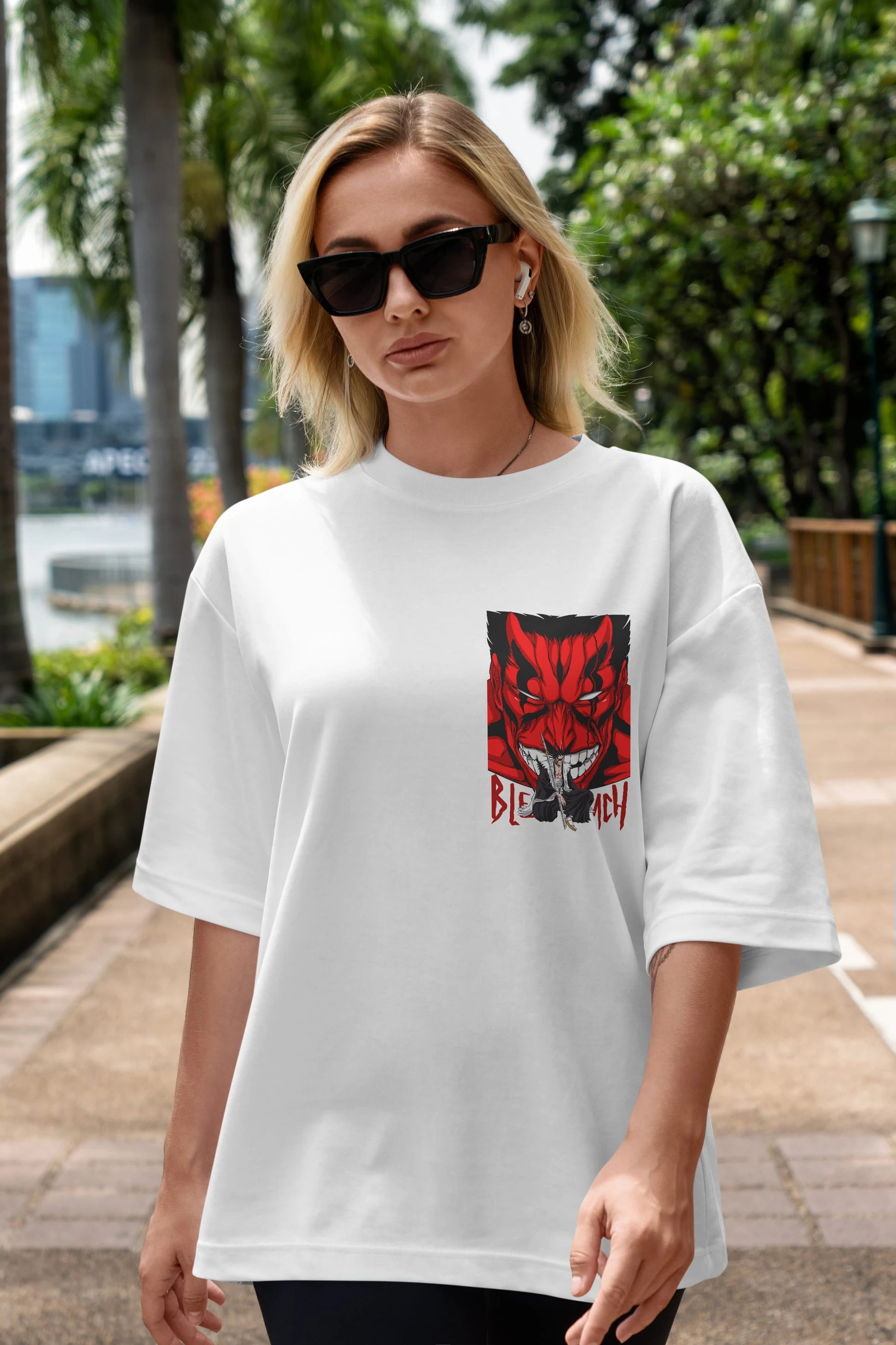 KENPACHI ZARAKI BLEACH Ön Sol Baskılı Oversize t-shirt Erkek Kadın Unisex %100 Pamuk Bisiklet Yaka tişort