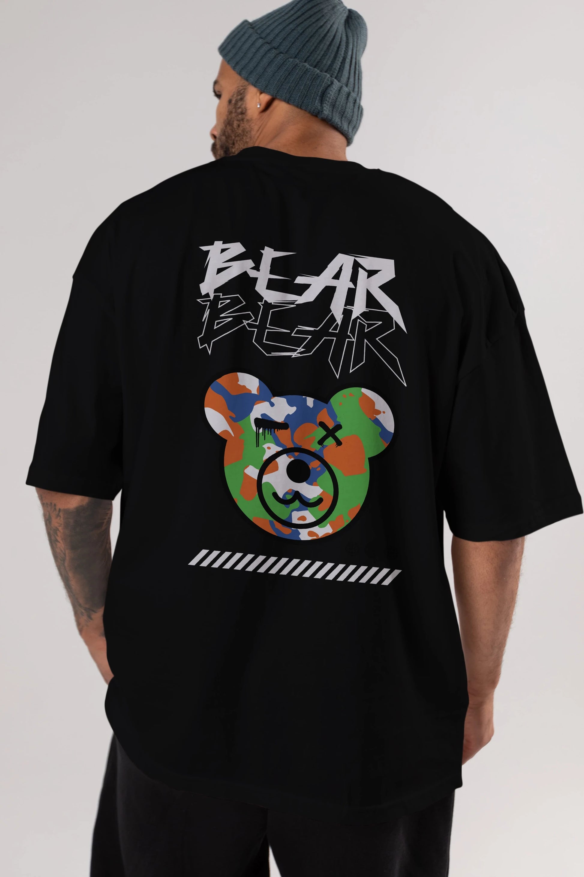 Bear Bear Arka Baskılı Oversize t-shirt Erkek Kadın Unisex