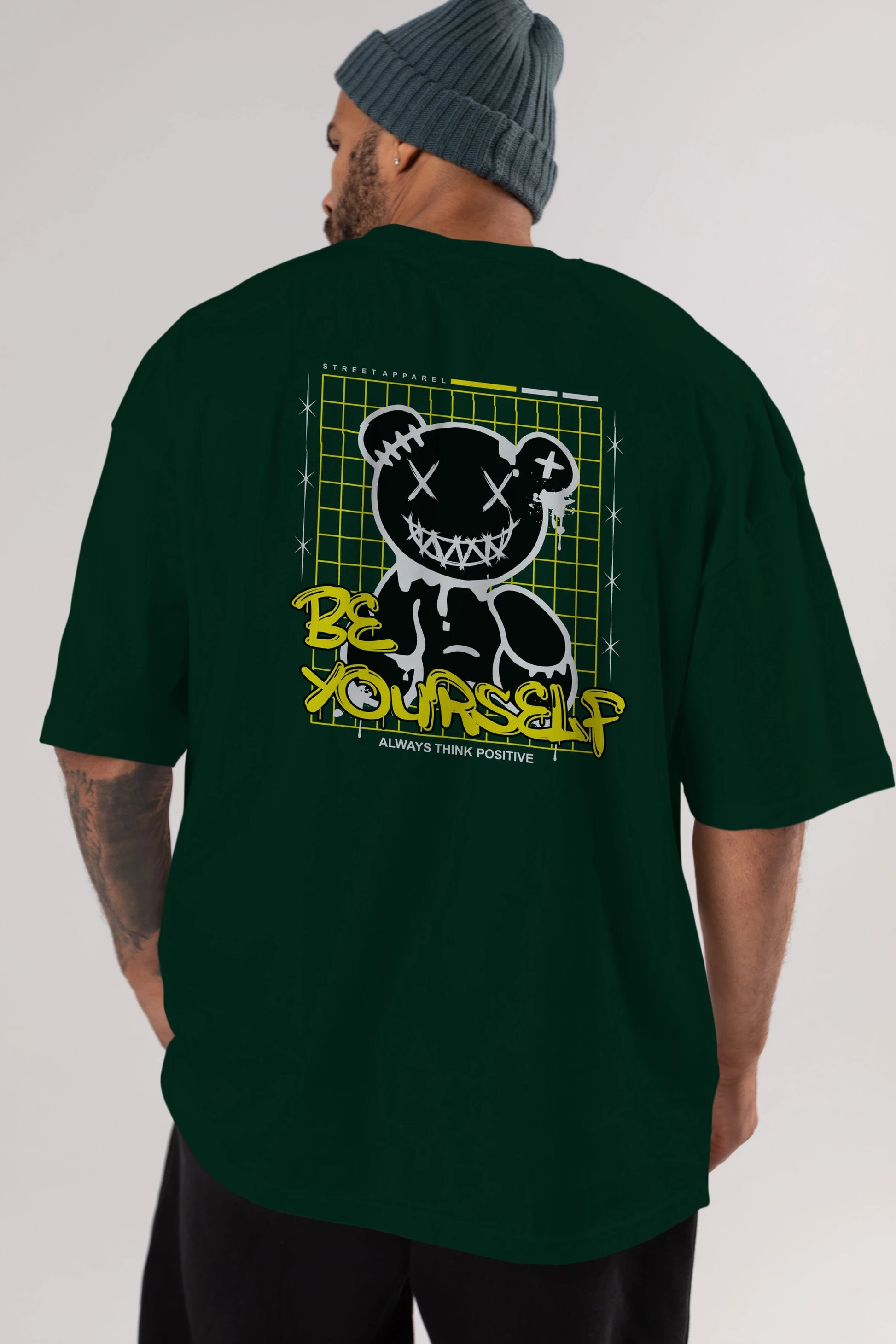 Teddy Bear Be Yourself Arka Baskılı Oversize t-shirt Erkek Kadın Unisex