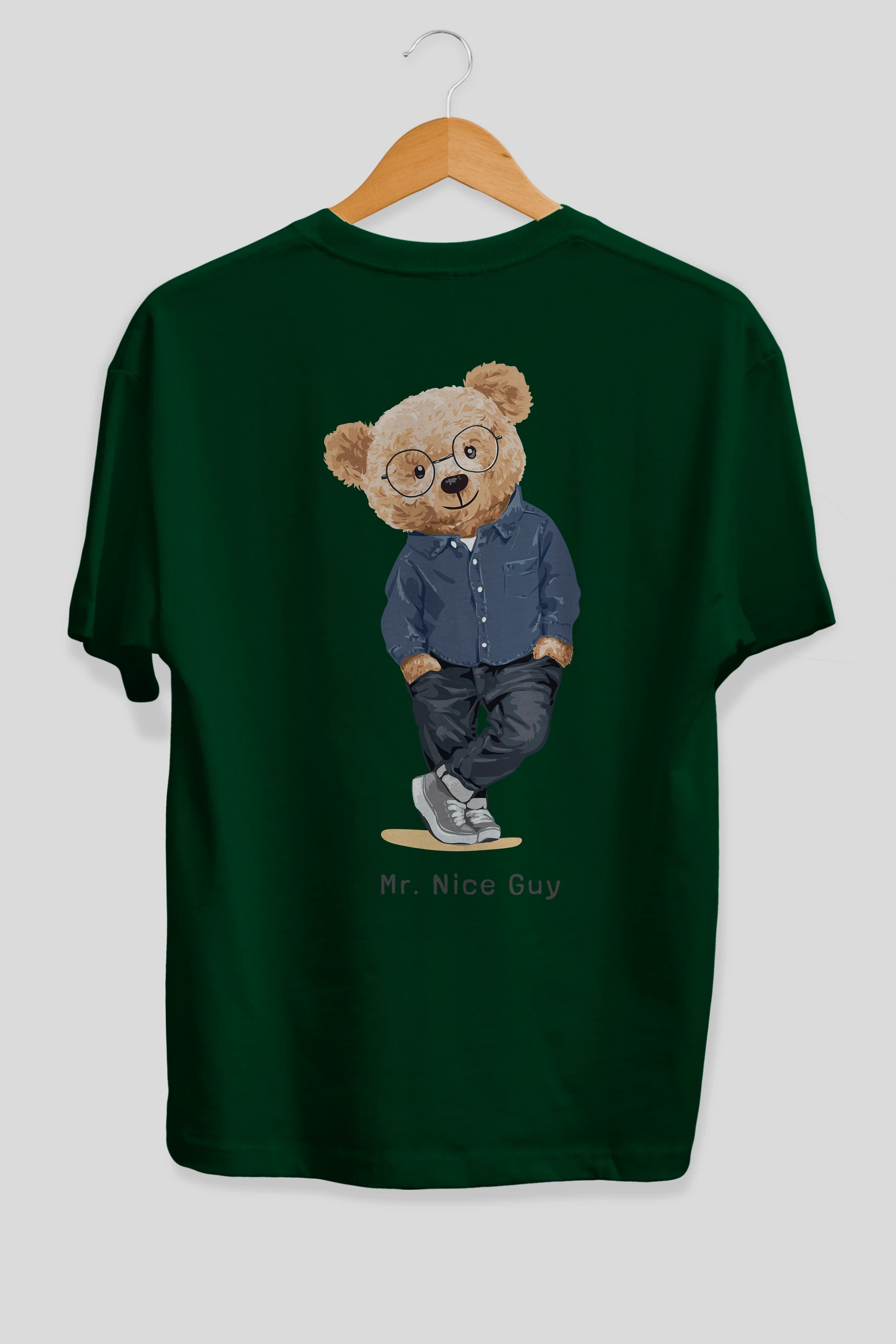 Teddy Bear Mr. Nice Guy Arka Baskılı Oversize t-shirt Erkek Kadın Unisex %100 Pamuk