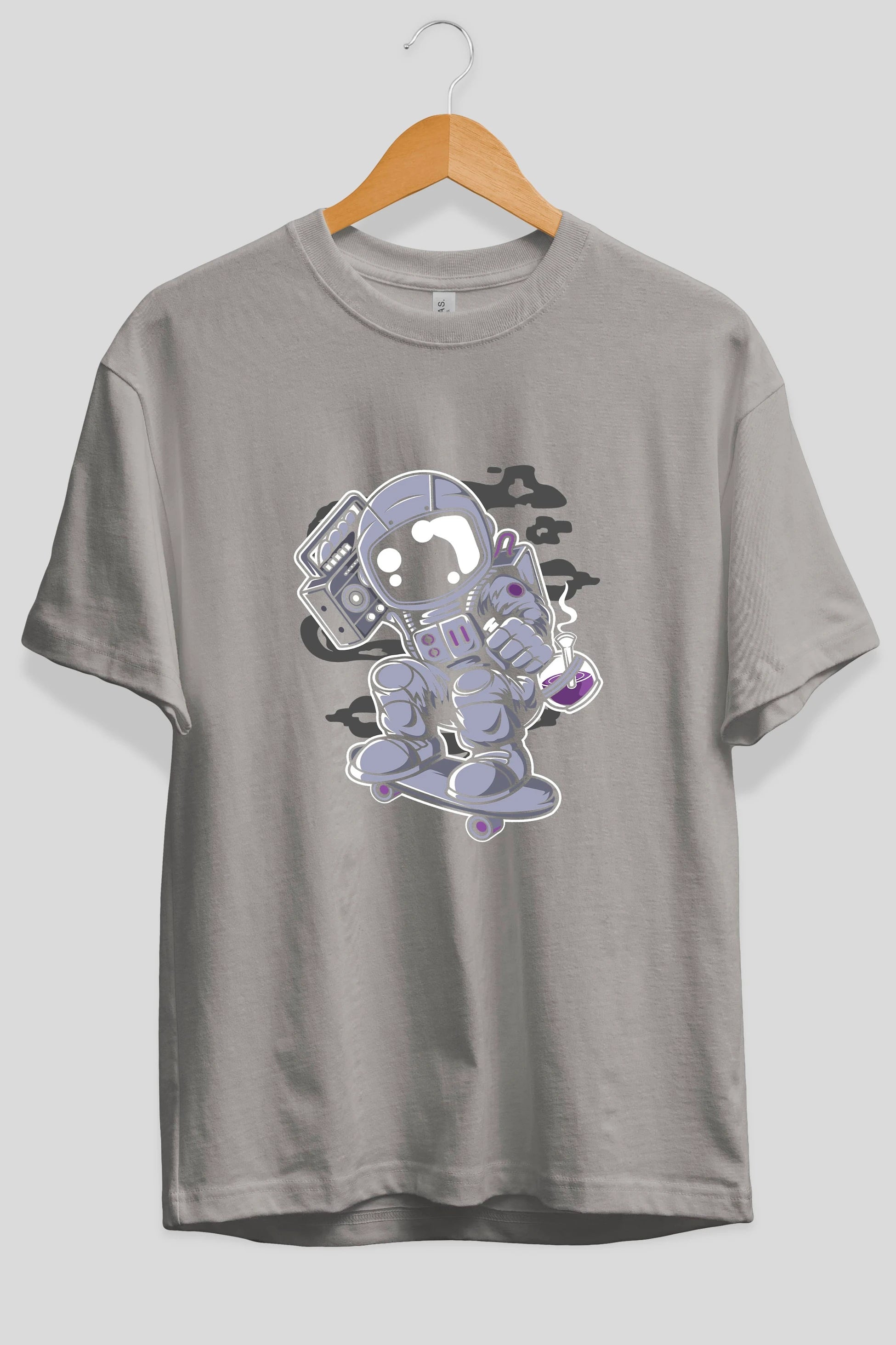 Astroanut Skater Boombox Ön Baskılı Oversize t-shirt Erkek Kadın Unisex