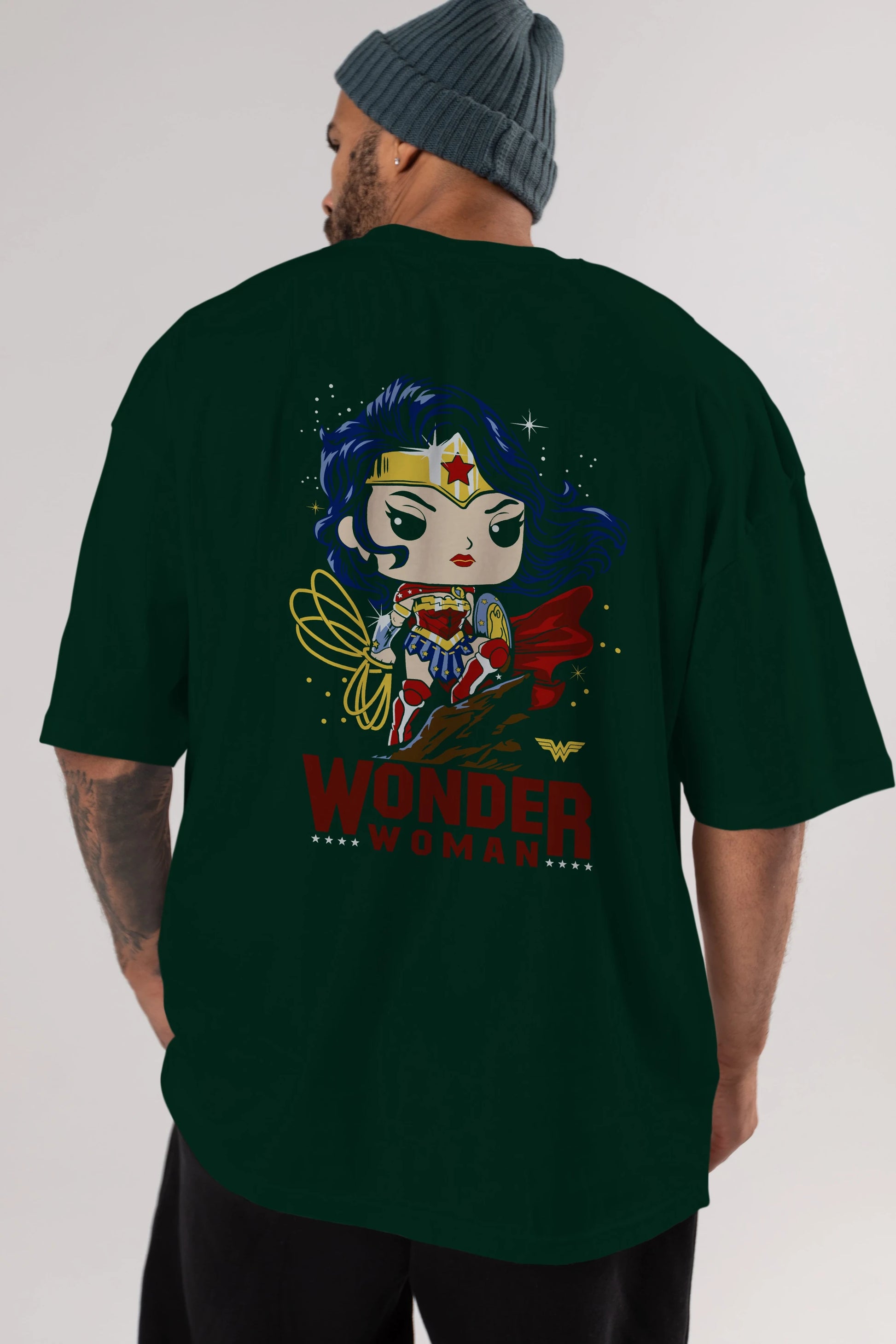 Wonder Woman (2) Arka Baskılı Oversize t-shirt Erkek Kadın Unisex %100 Pamuk Bisiklet Yaka tişort
