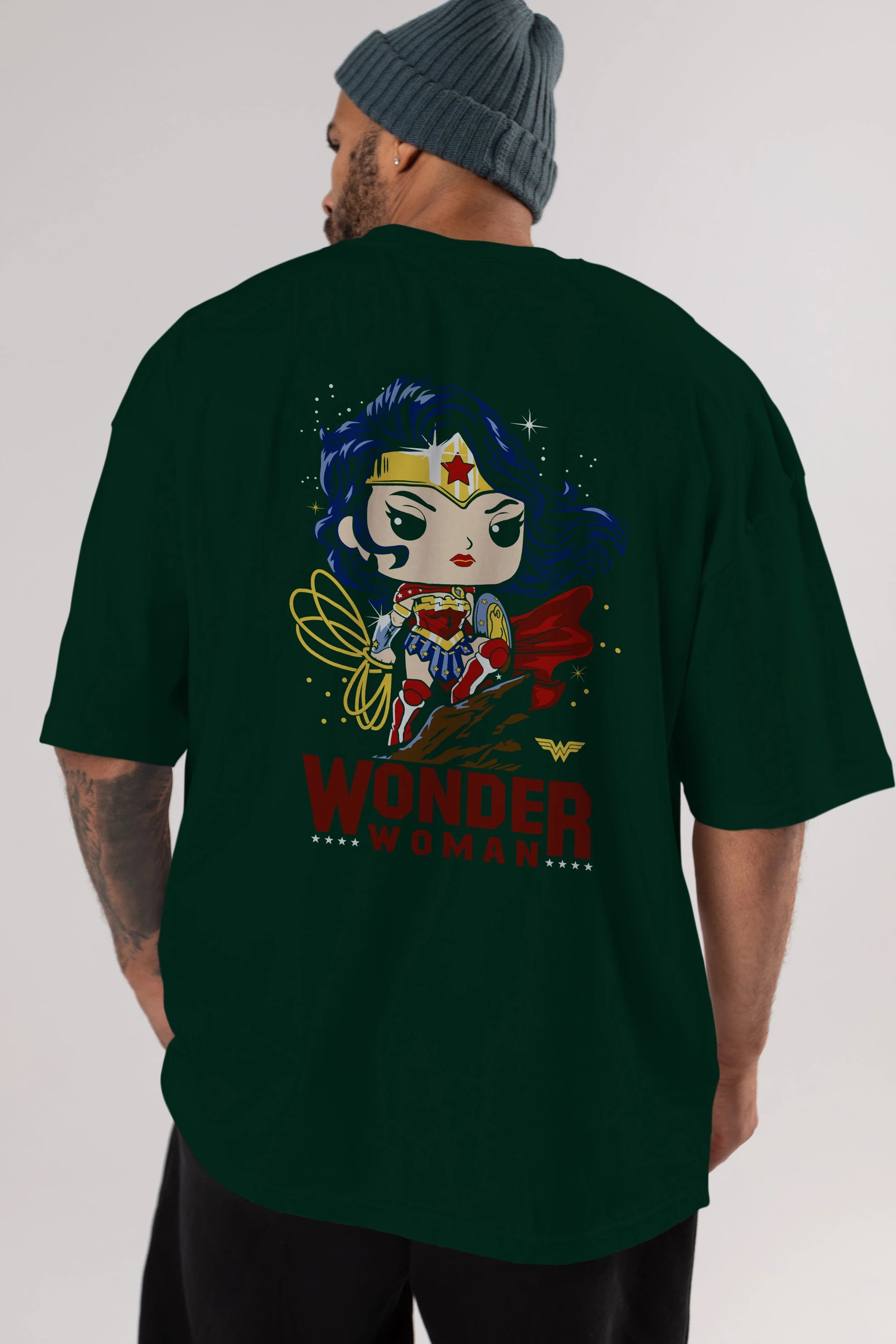 Wonder Woman (2) Arka Baskılı Oversize t-shirt Erkek Kadın Unisex %100 Pamuk Bisiklet Yaka tişort