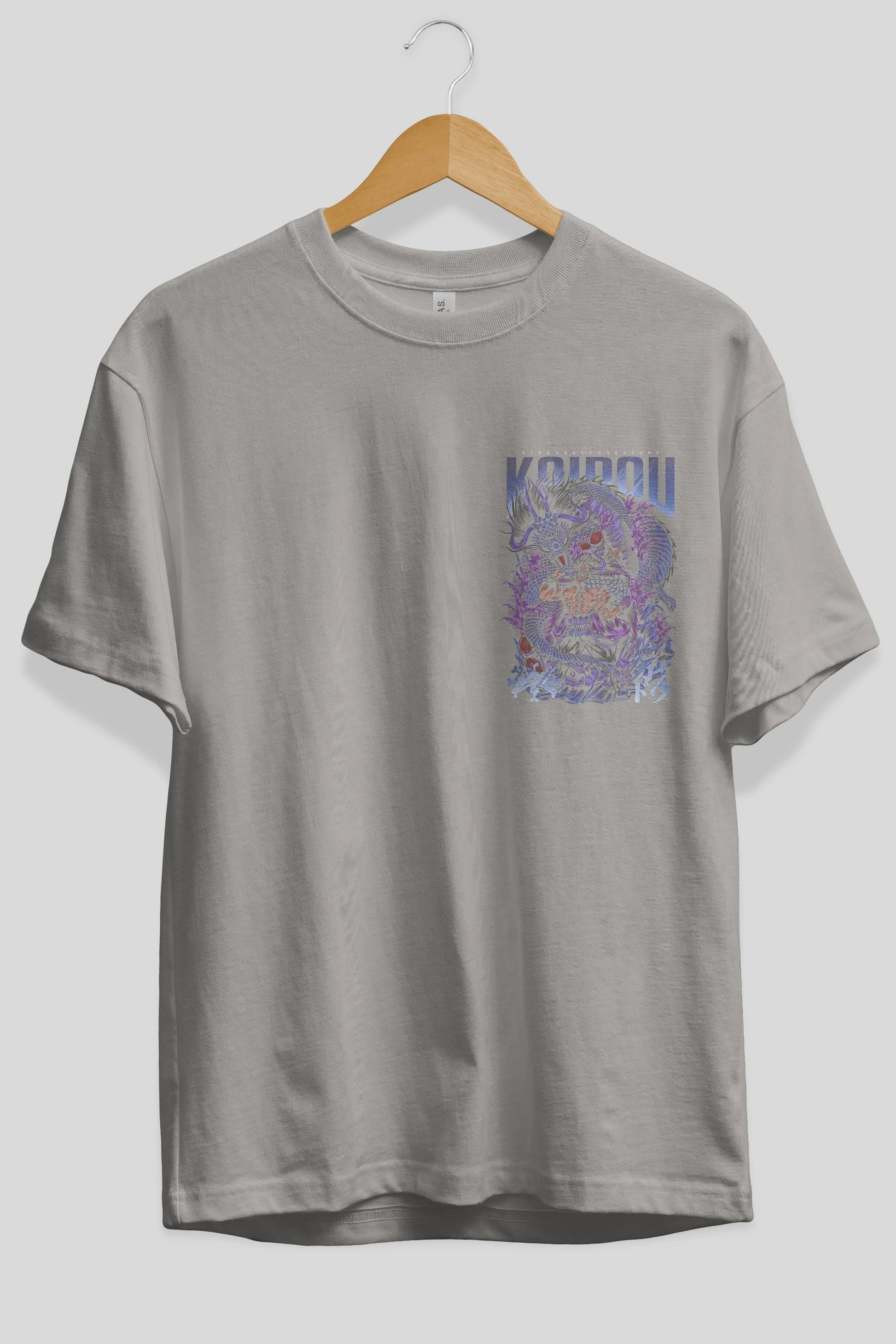 KAIDOU ONE PIECE Ön Sol Baskılı Oversize t-shirt Erkek Kadın Unisex %100 Pamuk Bisiklet Yaka tişort