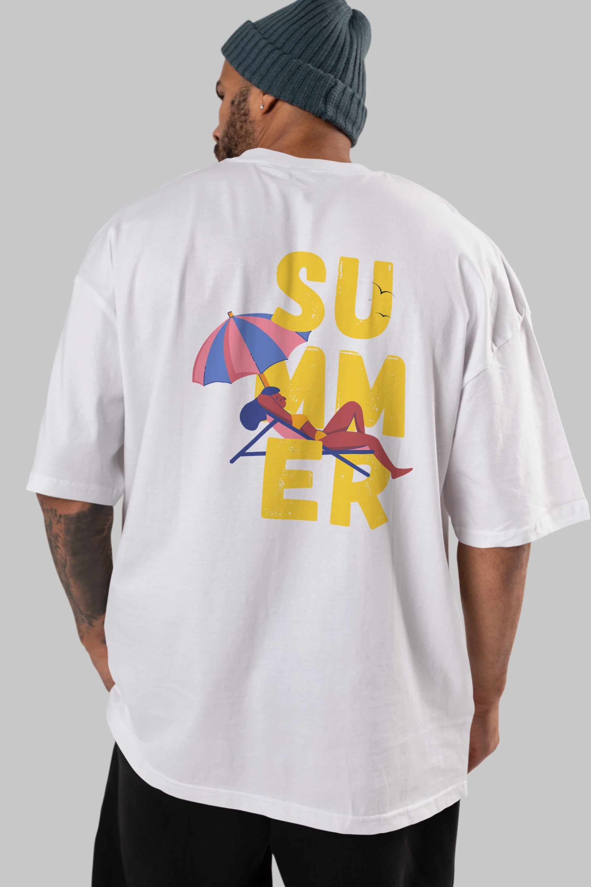Summer Yazılı Arka Baskılı Oversize t-shirt Erkek Kadın Unisex