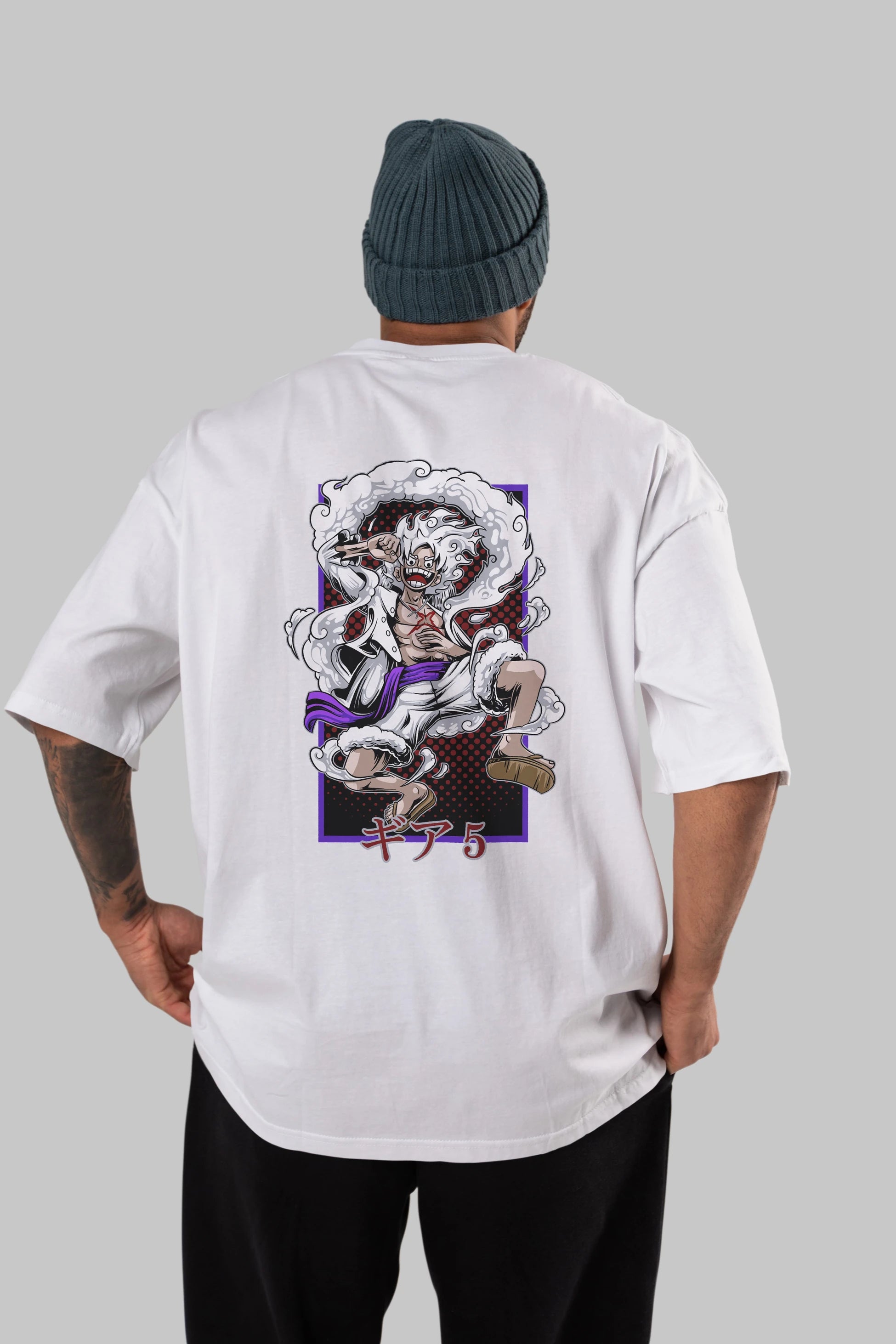 MONKEY D. LUFFY GEAR5 Anime Arka Baskılı Oversize t-shirt Erkek Kadın Unisex