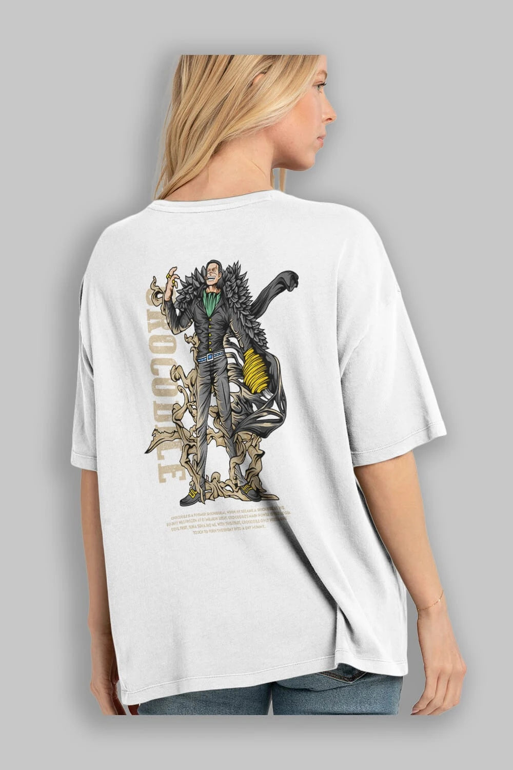 Crocodile Anime Arka Baskılı Oversize t-shirt Erkek Kadın Unisex